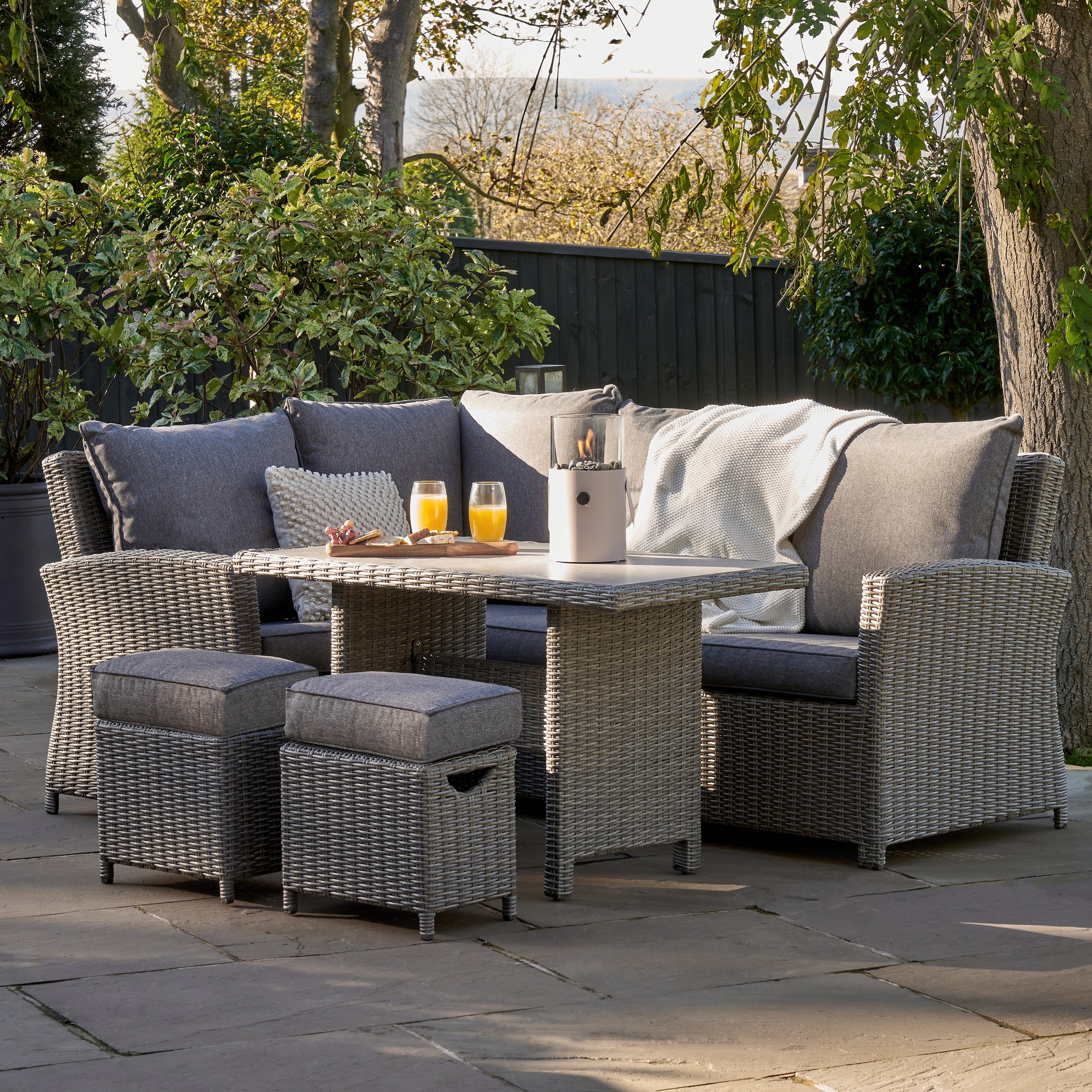 Barbados Compact Rattan Corner Set Slate (Grey) Price Comparisons | Compare The Build