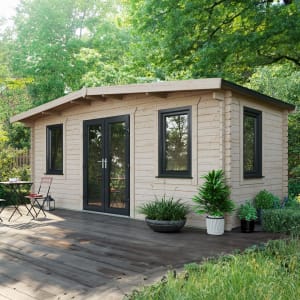 Power Sheds 8 x 18ft Central Doors Apex Chalet Log Cabin | Compare The Build