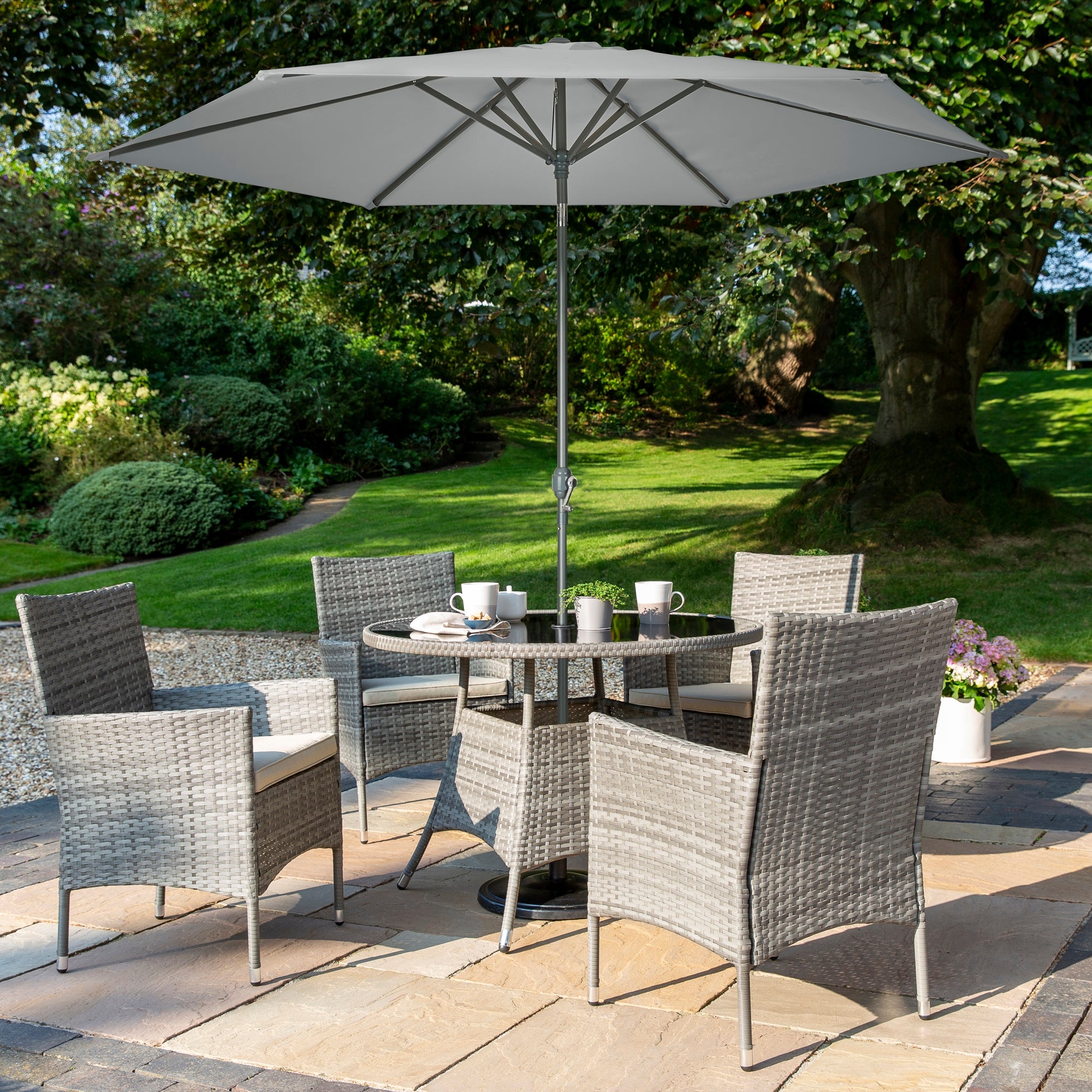 2.7m Grey Parasol with UPF 50 Protection Treatment Grey | Compare The Build