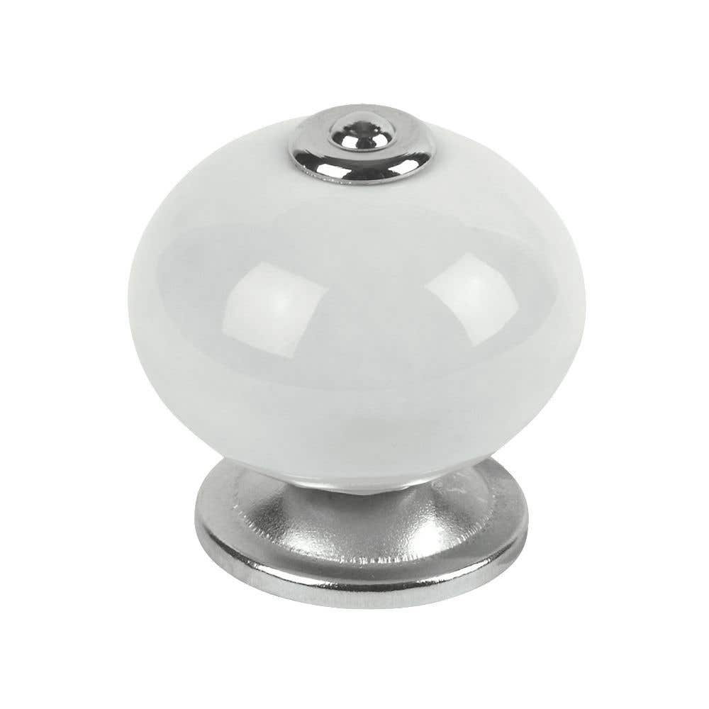 White Chrome Effect Ceramic Furniture Knob (Dia)42mm, Pack Price Comparisons | Compare The Build