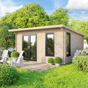 Power Sheds 14 x 12ft Left Hand Door Pent Notched Logs Log Cabin Price Comparisons | Compare The Build