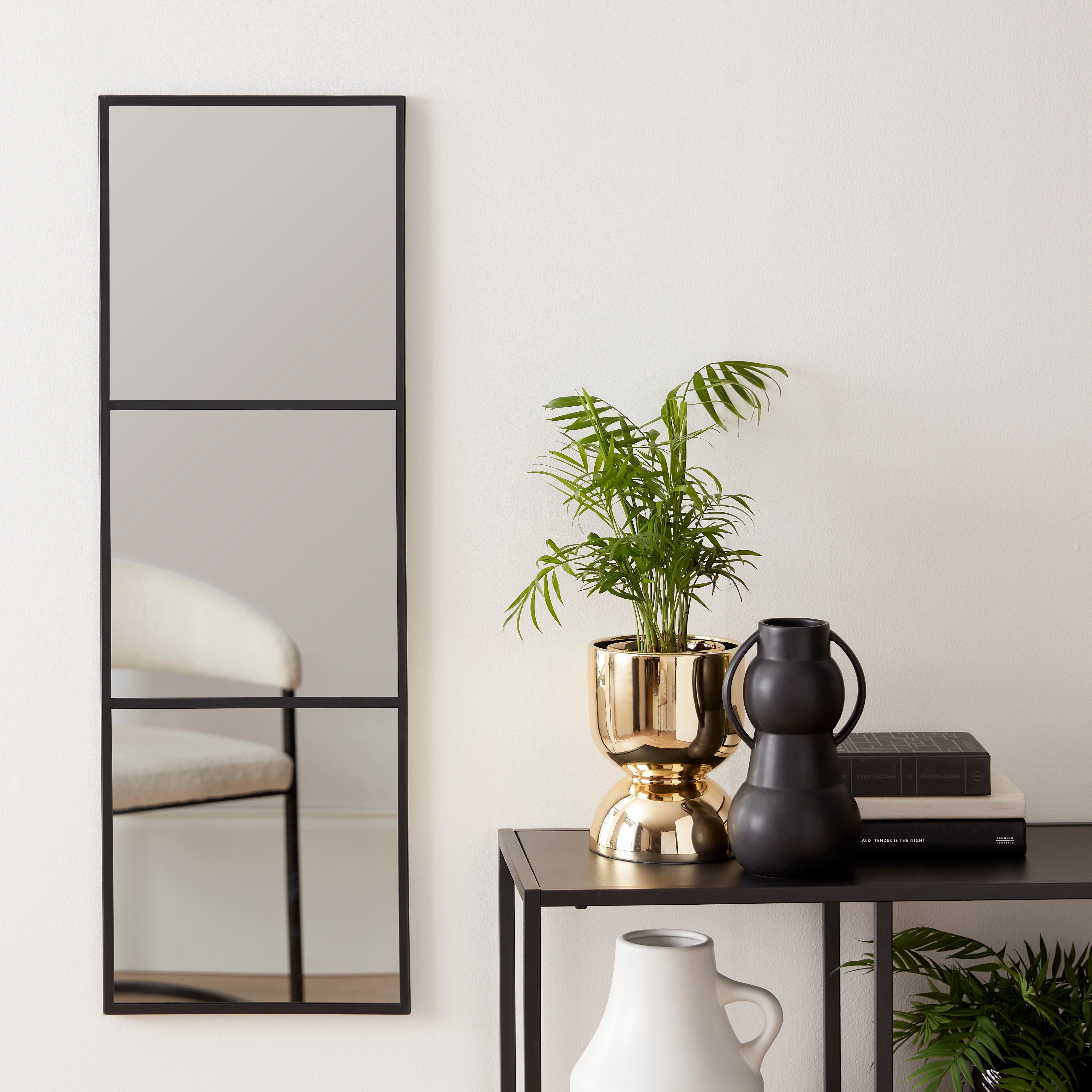 Window Black Lines Mirror 85x25cm Black Price Comparisons | Compare The Build