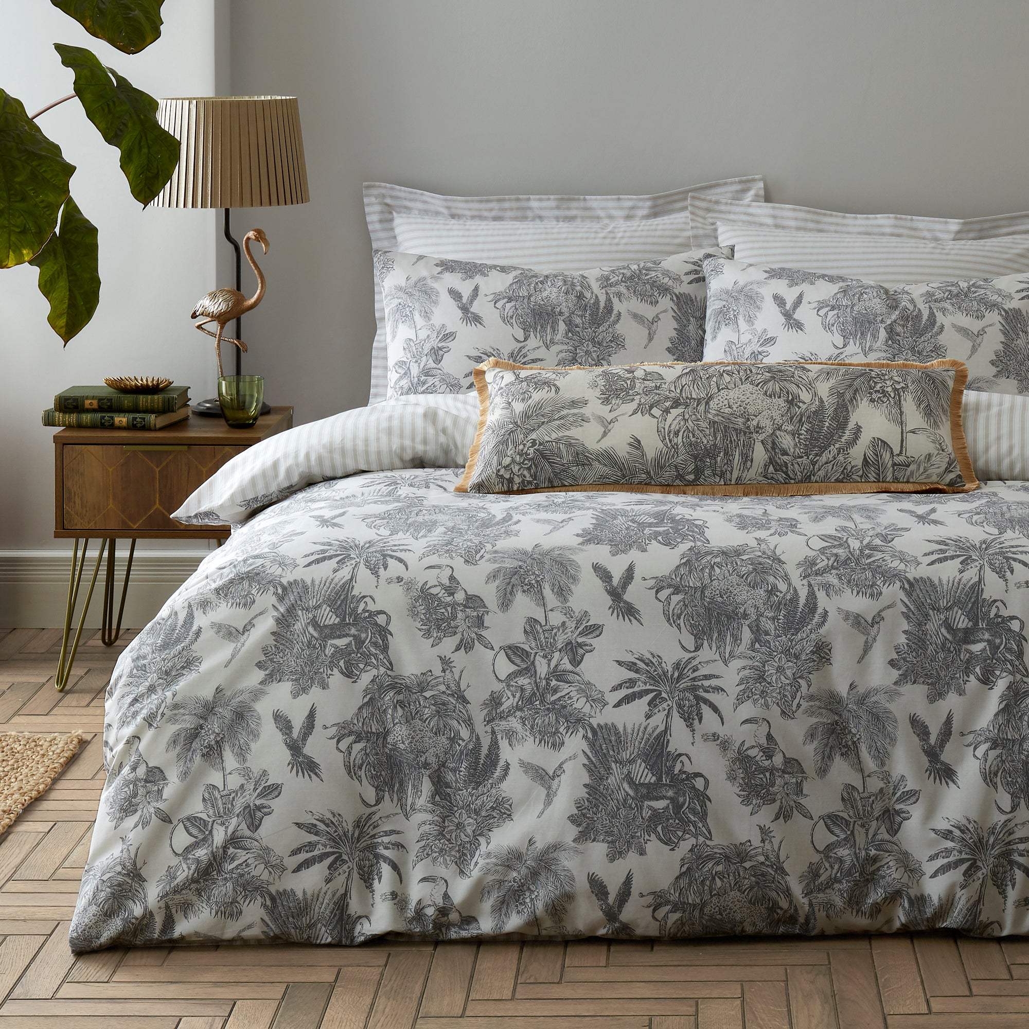 Amazonia Toile Reversible Duvet Cover and Pillowcase Set Natural | Compare The Build