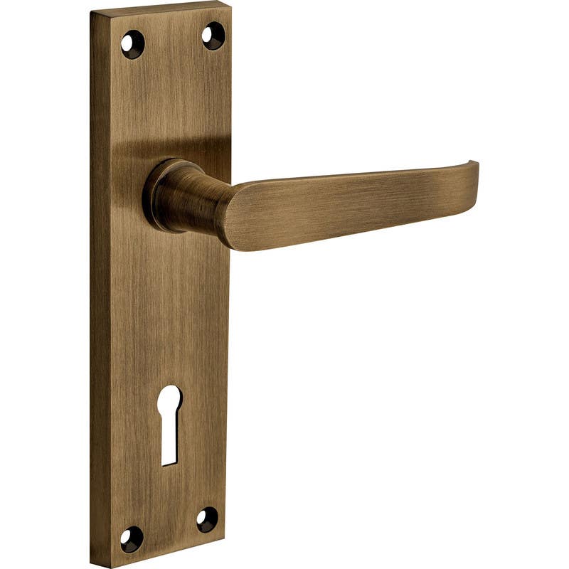 Victorian Straight Door Handles Lock Antique Brass Pair Price Comparisons | Compare The Build