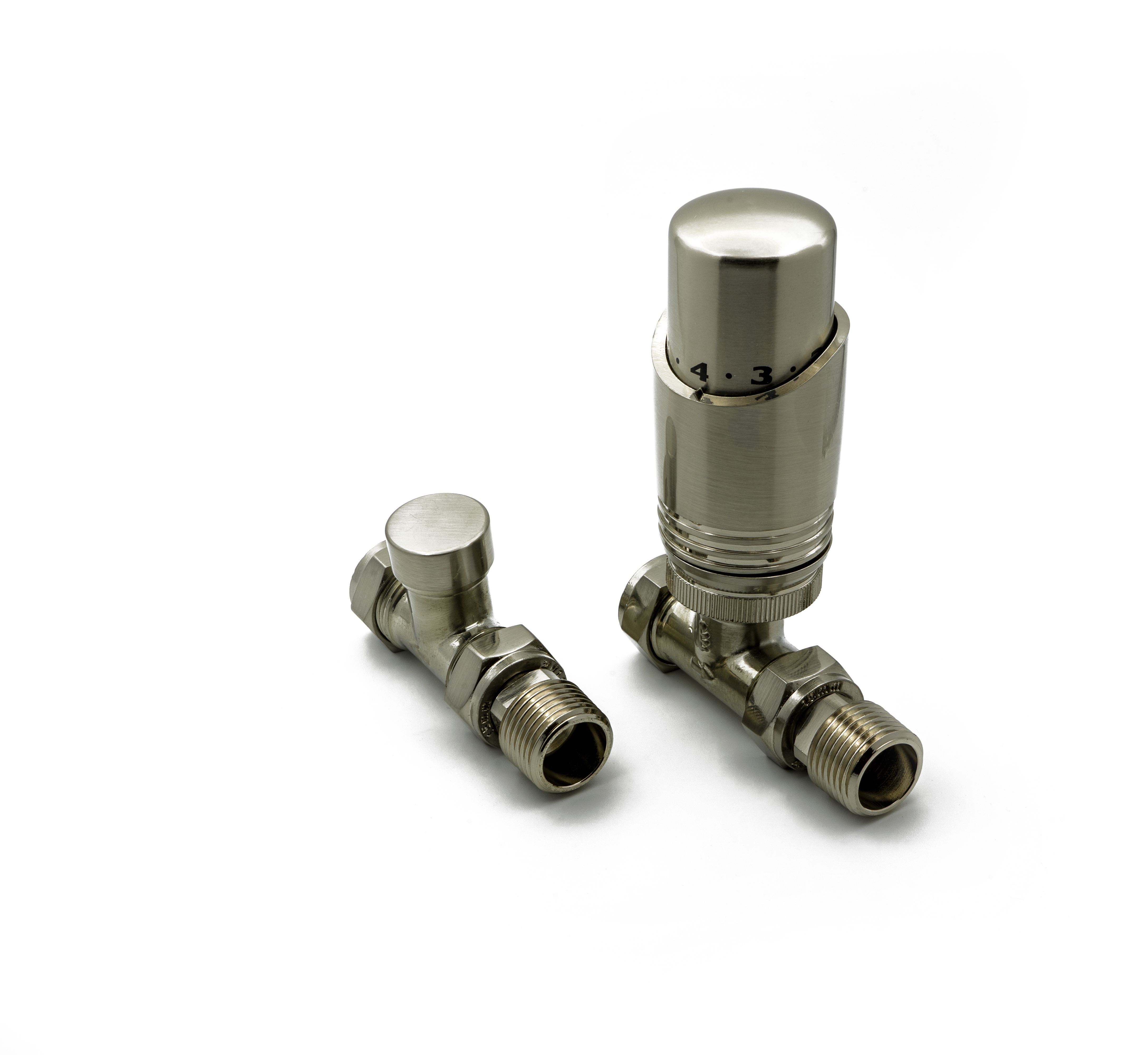 Reina Thermostatic Valves, Modal, Nickel Straight | Compare The Build