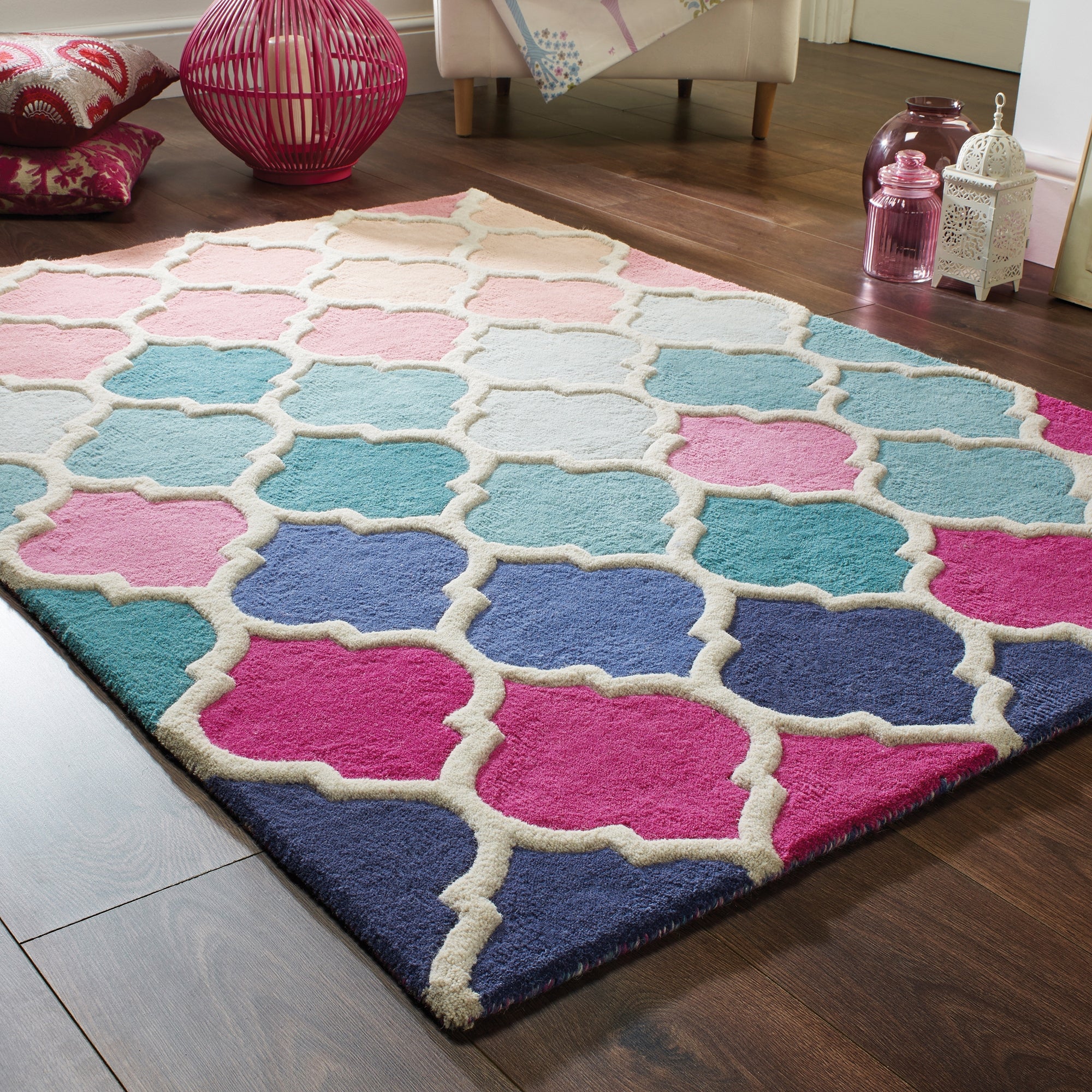 Rosella Geometric Rug Purple/White Price Comparisons | Compare The Build