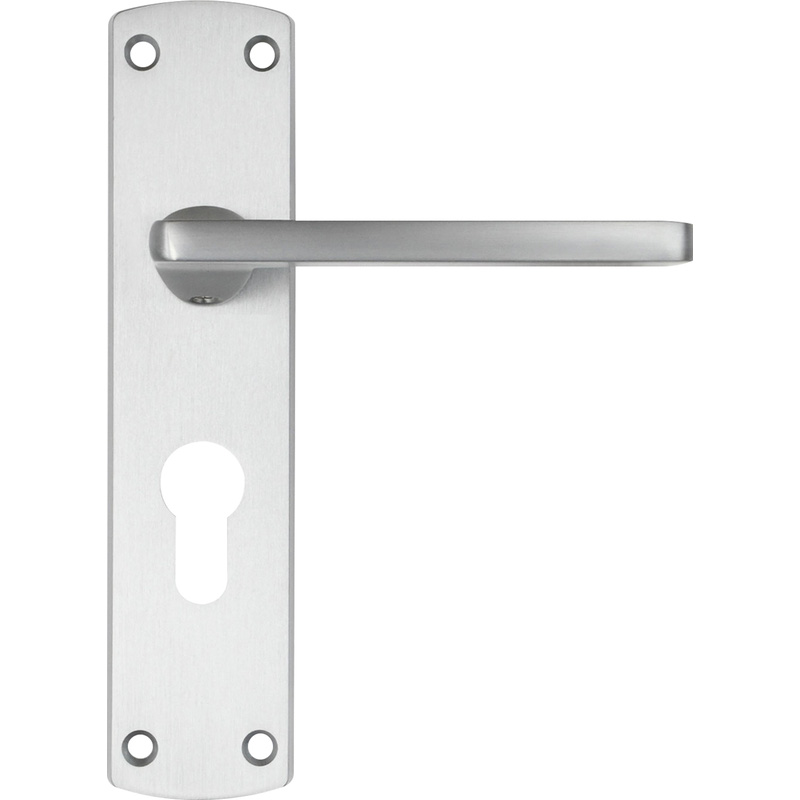 Stanza Leon Door Handles Satin Euro Lock (Pair) in Silver Plastic | Compare The Build