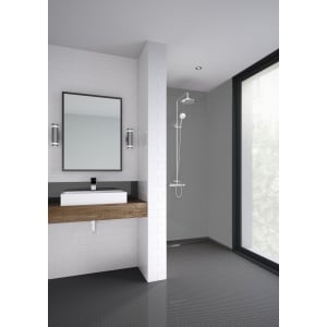 Mermaid Composite Grey Vertical Tile Single Shower Panel - 2440 x 1220mm Price Comparisons | Compare The Build