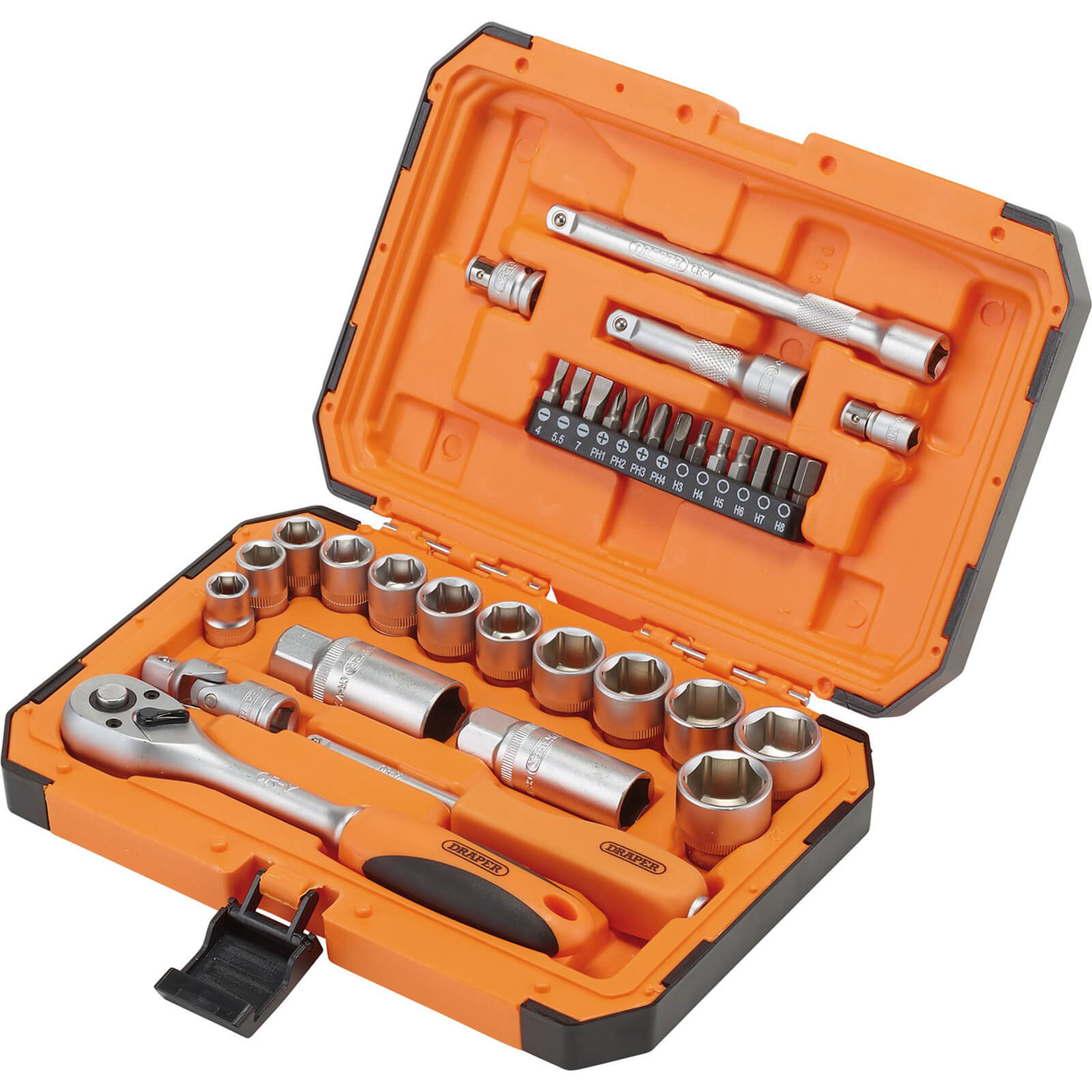 Draper 34 Piece 1/4" and 3/8" Drive Hi-Torq Hexagon Socket Set Combination Price Comparisons | Compare The Build