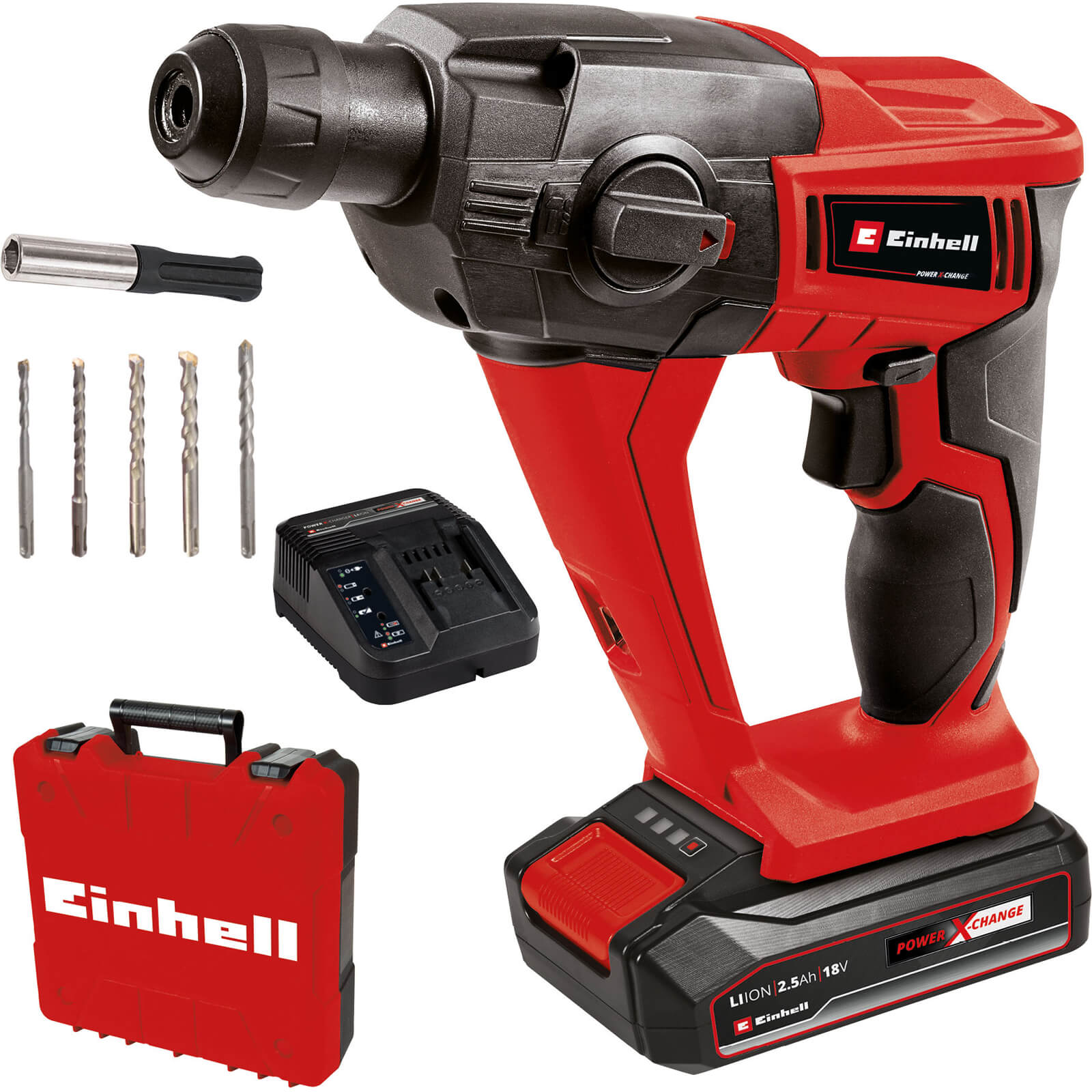 Einhell TE-HD 18 Li 18v Cordless 1.2J SDS Plus Rotary Hammer Drill 1 x 2.5ah Li-ion Charger Case | Compare The Build