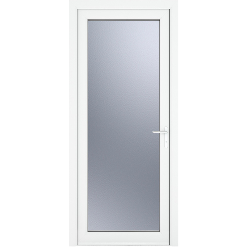 Crystal uPVC Single Door Full Glass Left Hand Open In 920mm x 2090mm Obscure Triple Glazed in White Price Comparisons | Compare The Build