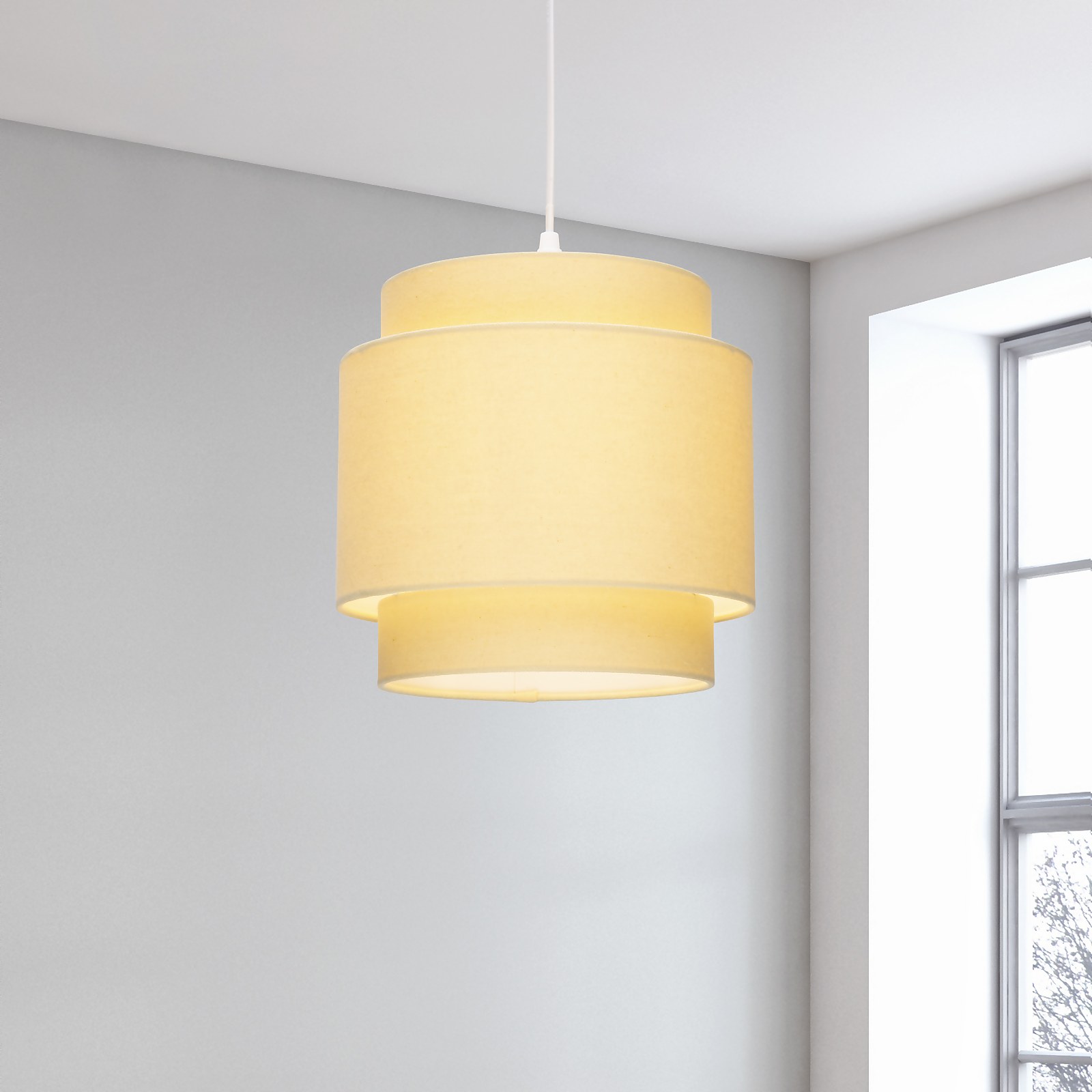 Finn Tier Drum Lemon Linen Shade - 25cm | Compare The Build