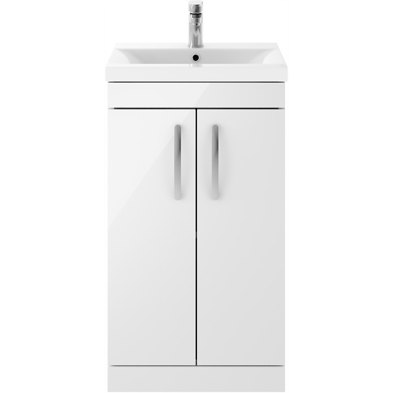 Balterley Rio 500mm Freestanding 2 Door Vanity With Basin 1 - Gloss White | Compare The Build