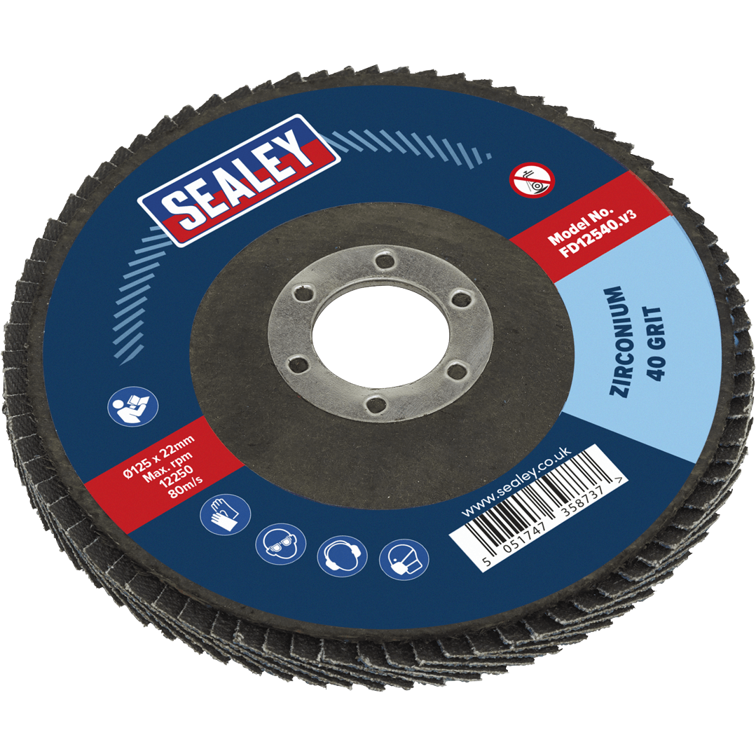 Sealey Zirconium Abrasive Flap Disc 125mm 40g Pack of 1 Price Comparisons | Compare The Build