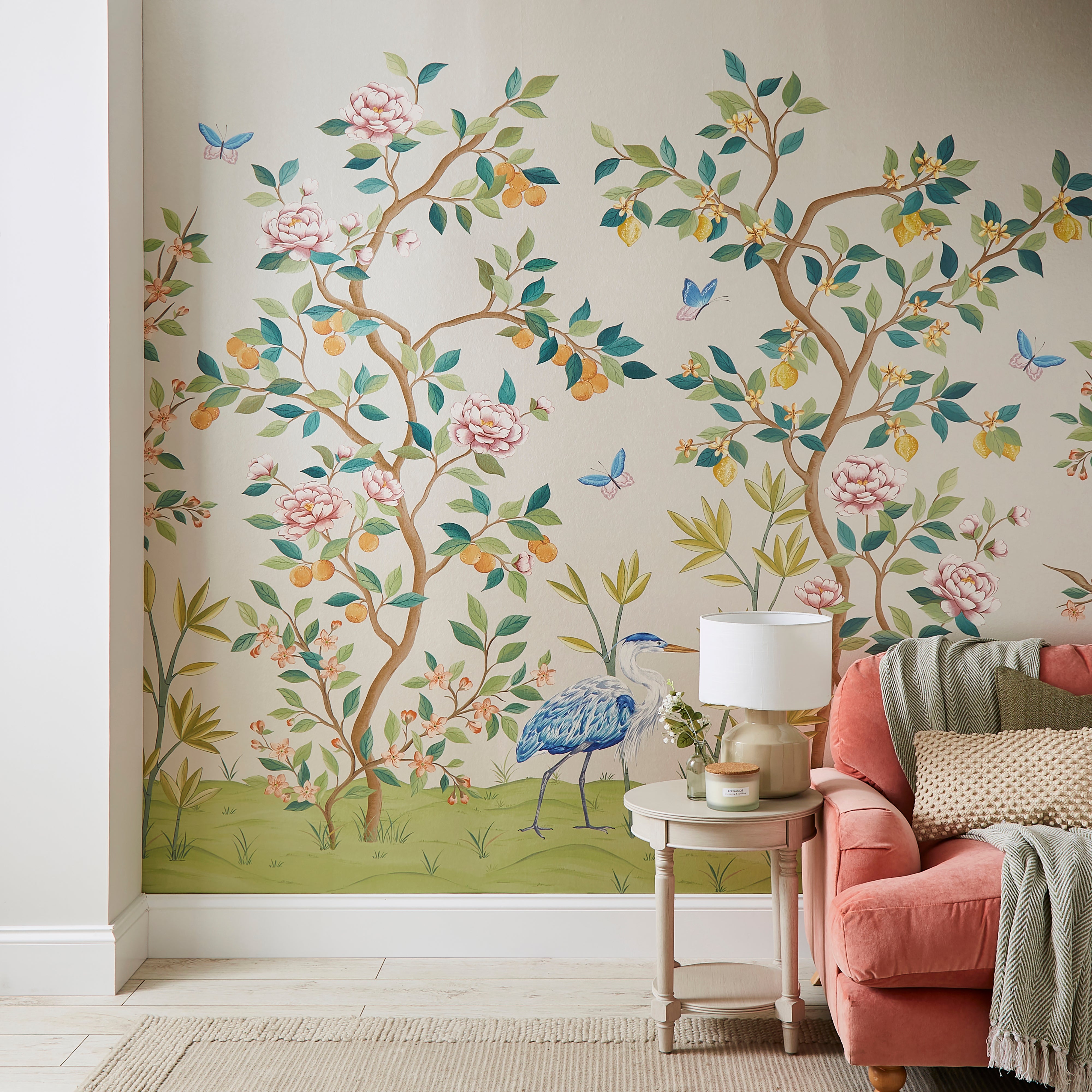 Cranberry and Laine Chinoiserie Champagne Floral Mural Natural Price Comparisons | Compare The Build