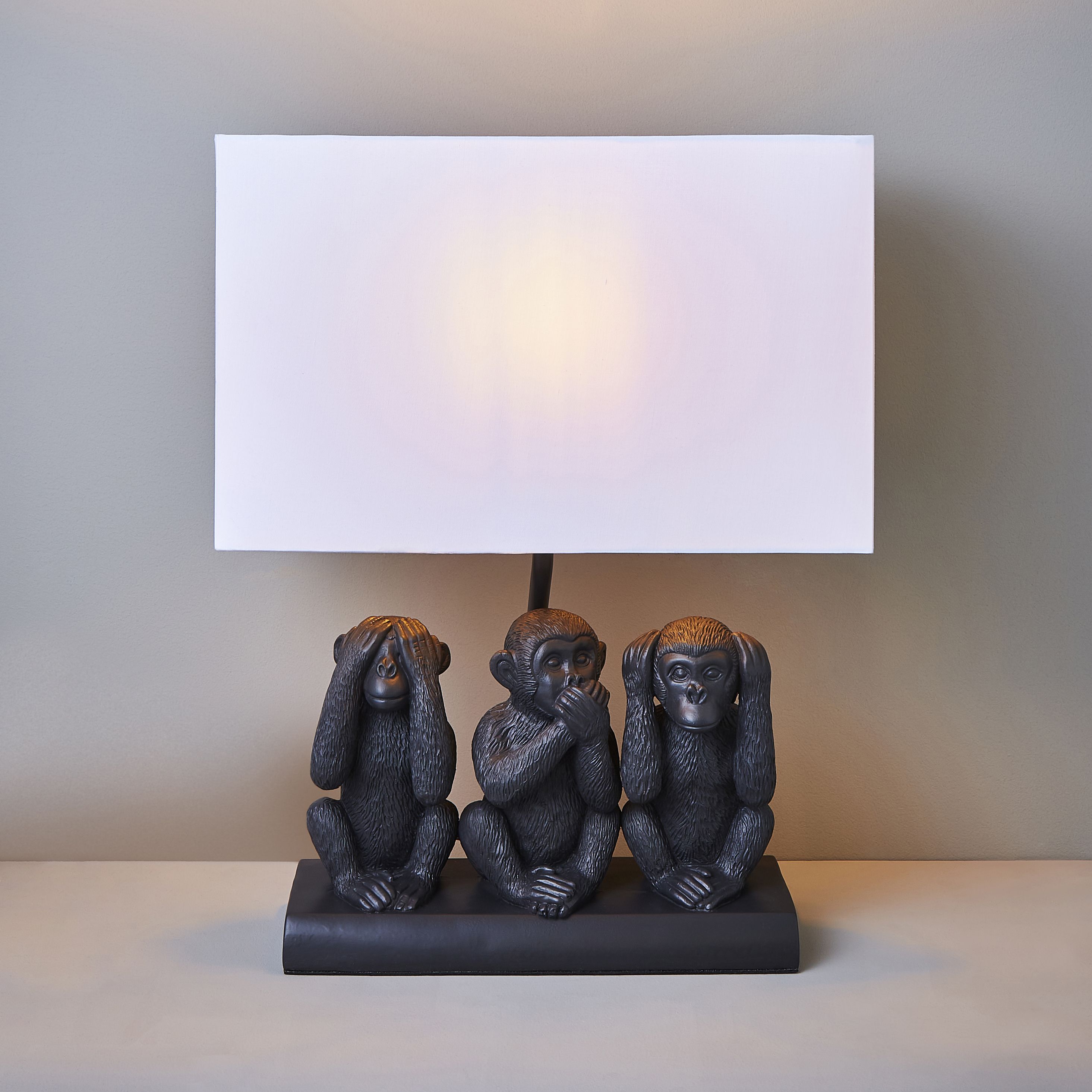 Inlight Tera Three Wise Monkeys Matt Grey Rectangular Table Lamp Price Comparisons | Compare The Build