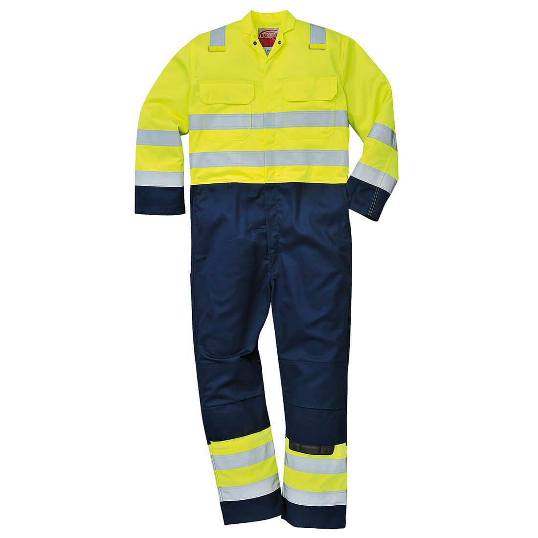 Biz Flame Pro Flame Resistant Hi Vis Coverall Yellow / Navy 4XL | Compare The Build