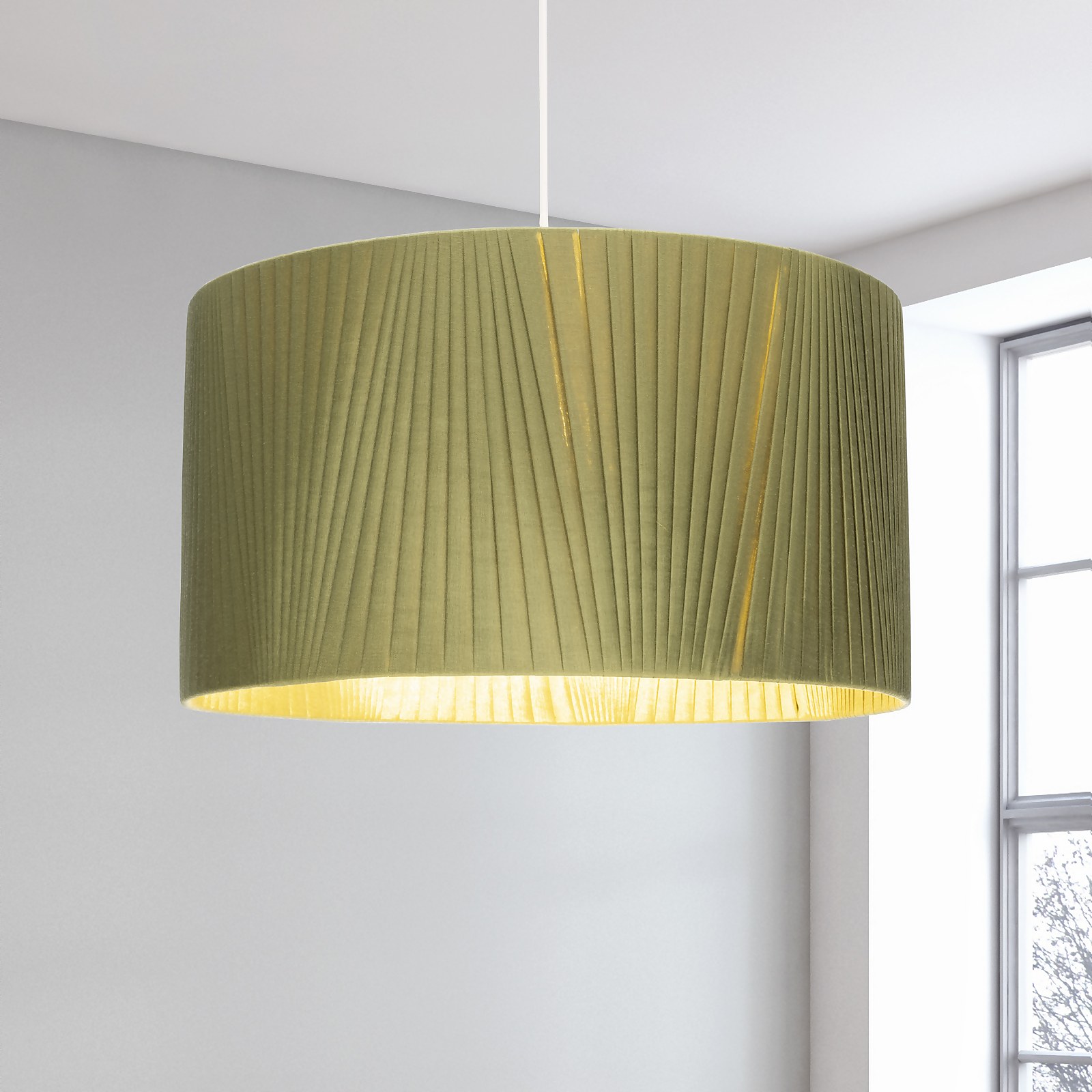 Raye Olive Drum Pleated Silk Shade - 45cm | Compare The Build