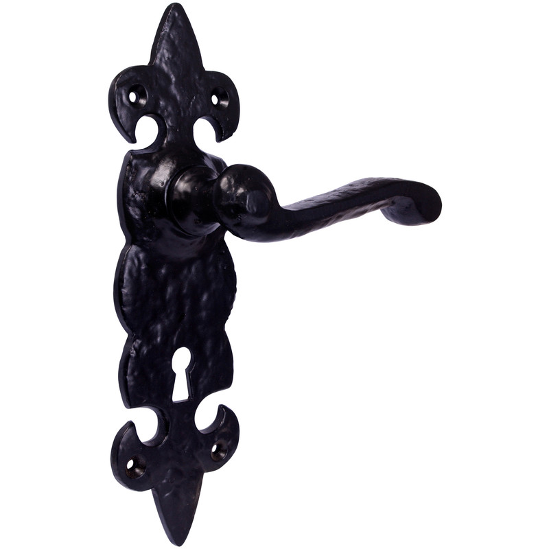 Eclipse Fleur-De-Lys Cast Iron Door Handles Lock Antique (Pair) in Black Price Comparisons | Compare The Build