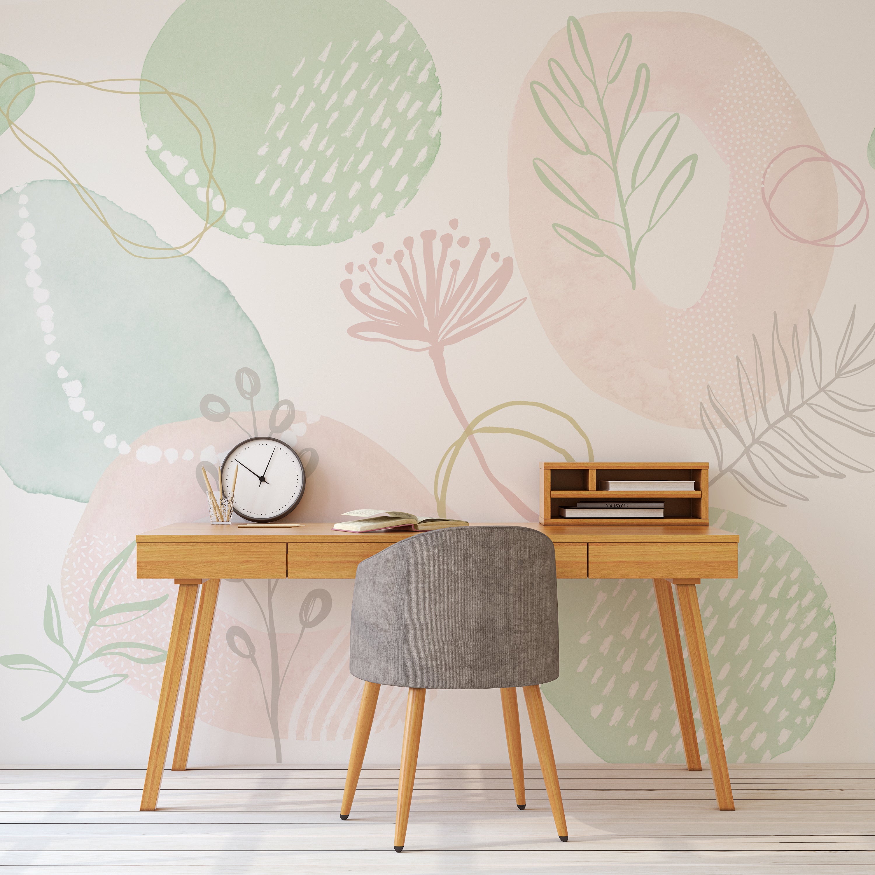 Abstract Pattern Mural Pink/Green Price Comparisons | Compare The Build