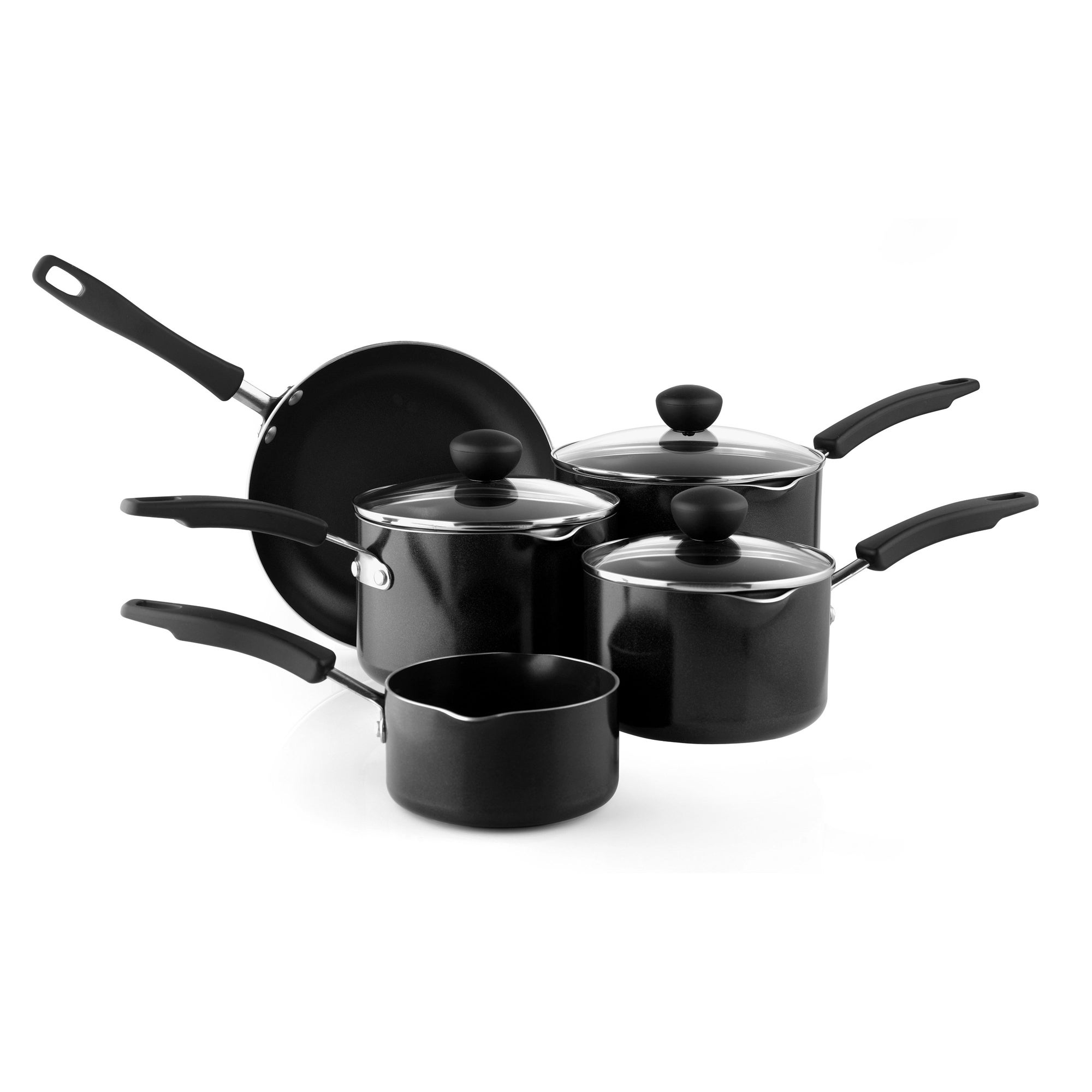 Dunelm Aluminium Non-Stick 5-Piece Pan Set Black | Compare The Build