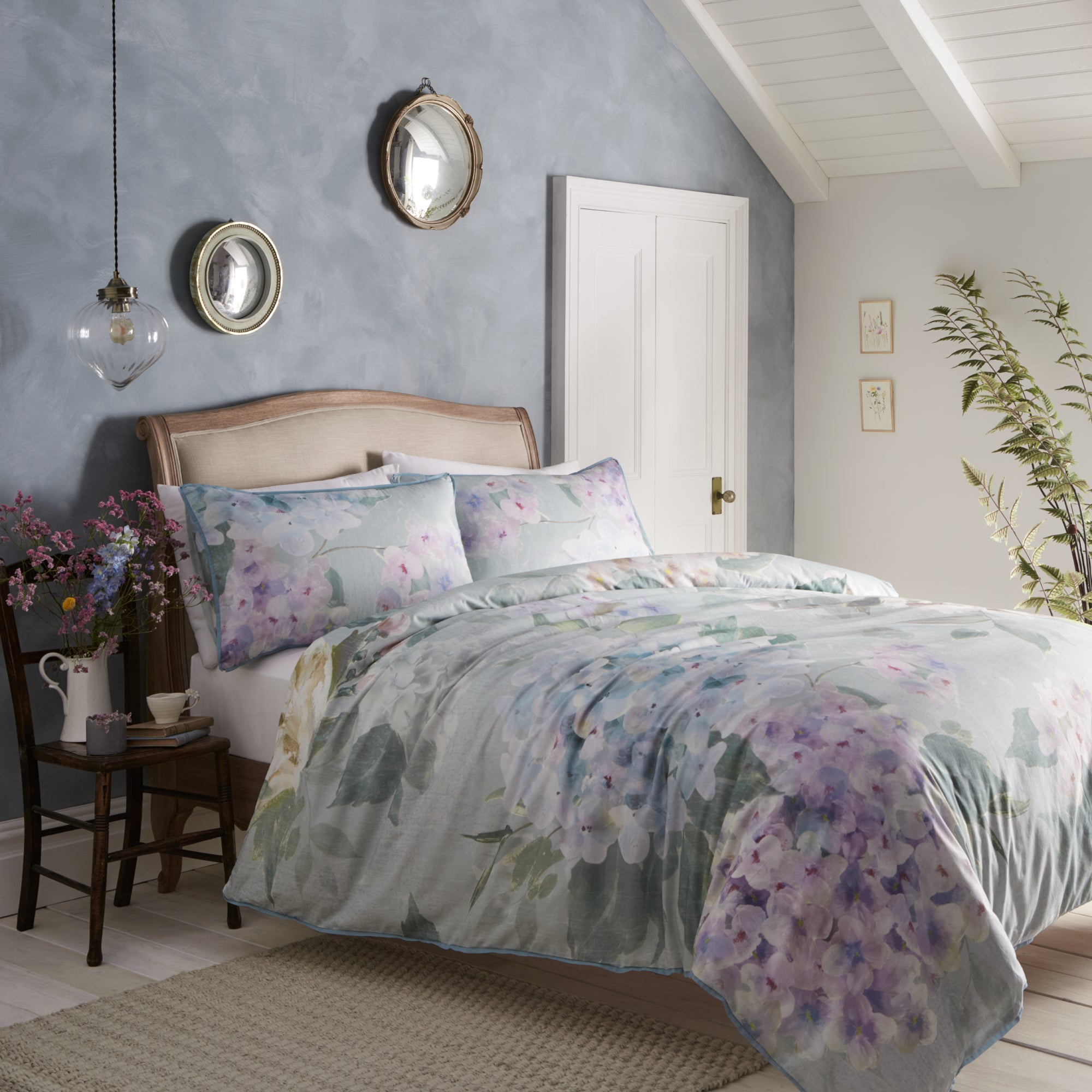 Hydrangea Seafoam Duvet Cover and Pillowcase Seafoam (Blue) Price Comparisons | Compare The Build