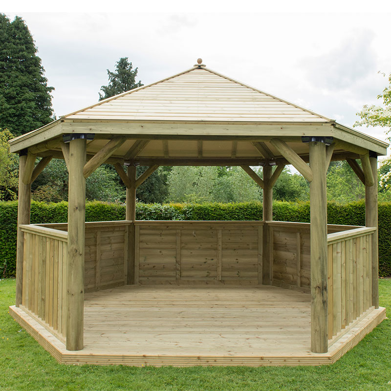 15'x13' (4.7x4m) Luxury Wooden Garden Gazebo with Timber Roof - Seats up to 19 people Price Comparisons | Compare The Build