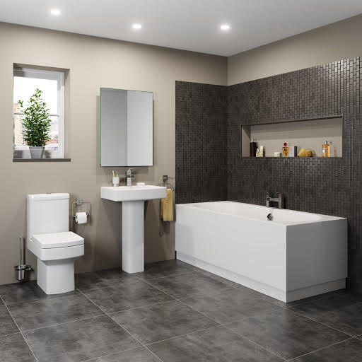 Royan Bathroom Suite with Double Ended Bath, Toilet & Basin Price Comparisons | Compare The Build