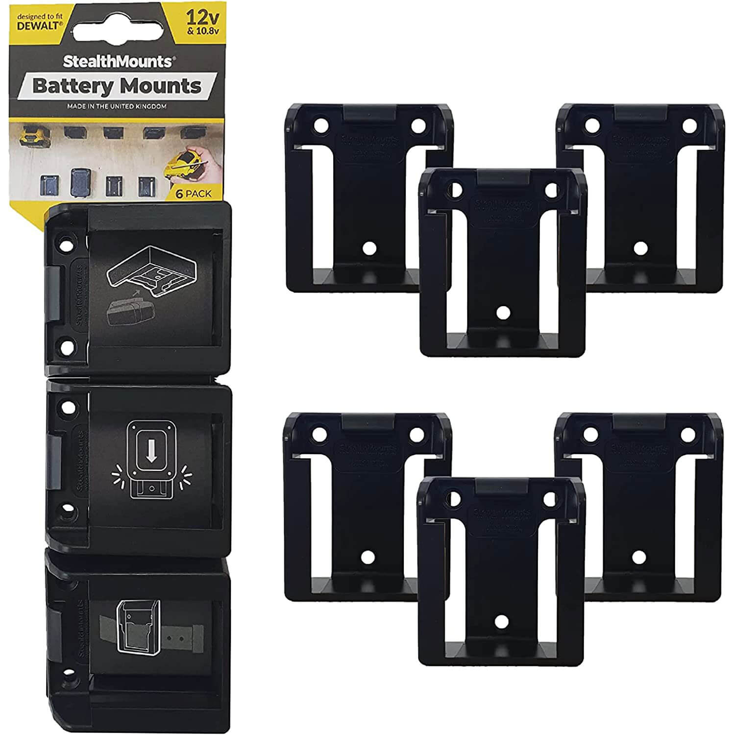 Stealth Mounts 6 Pack Battery Mounts For Dewalt 12V XR Batteries Black Price Comparisons | Compare The Build