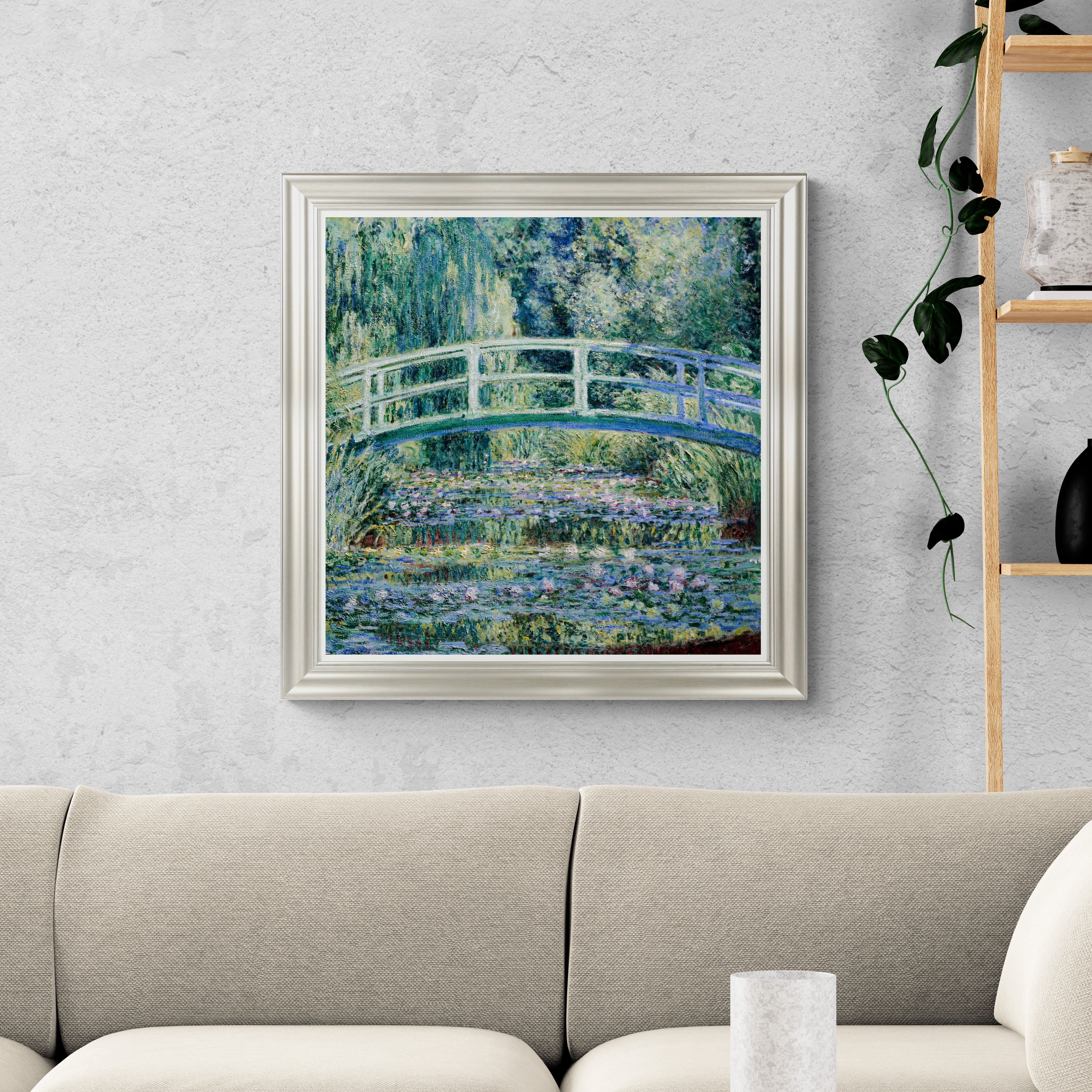 Waterlilies and Japanese Bridge by Monet Framed Print MultiColoured | Compare The Build