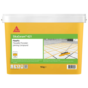 Sika SikaCeram 621 FlowFix Porcelain/Ceramic Paving Jointing Compound, in Light Grey, Porcelain, Size: 15kg Price Comparisons | Compare The Build