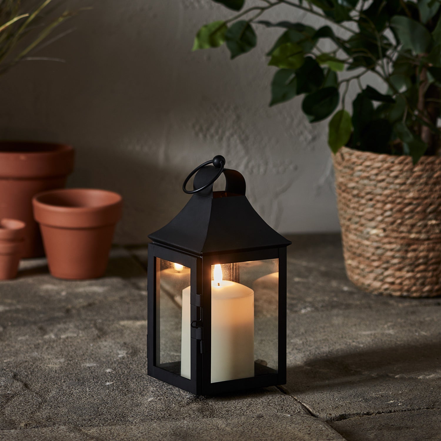 25cm Albury Black Garden Lantern with TruGlow® Candle | Compare The Build