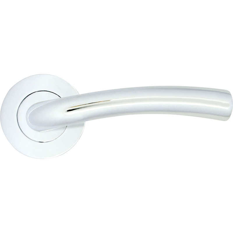 Stanza Seville on Rose Door Handles Polished (Pair) in Chrome Aluminium Price Comparisons | Compare The Build