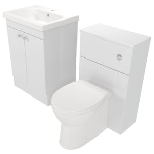 Deccado Benham Bright White 600mm Freestanding Vanity & 500mm Toilet Pan Unit with Basin Modular Combination Price Comparisons | Compare The Build