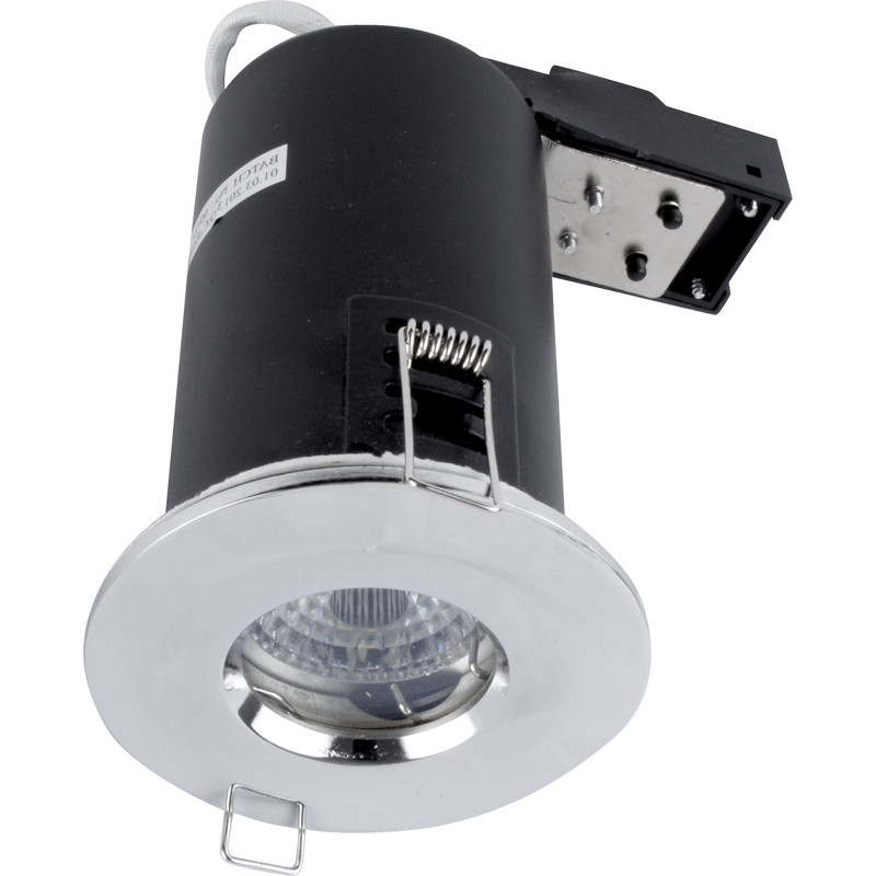 Meridian Lighting LED 9W Fire Rated Dimmable IP65 GU10 Downlight Chrome 650lm | Compare The Build