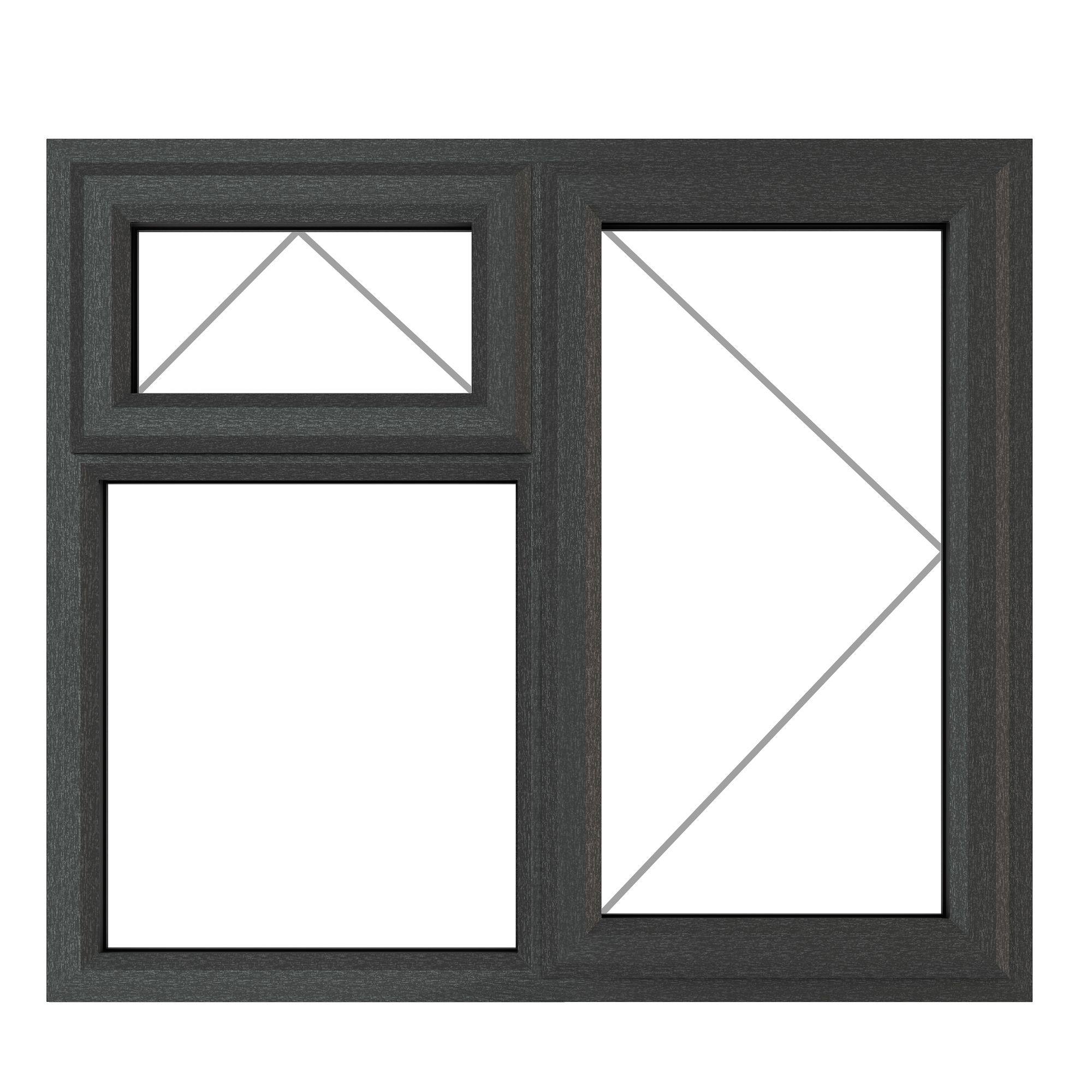 GoodHome Clear Double Glazed Grey Upvc Right-Handed Top Hung Window, (H)965mm (W)1190mm | Compare The Build