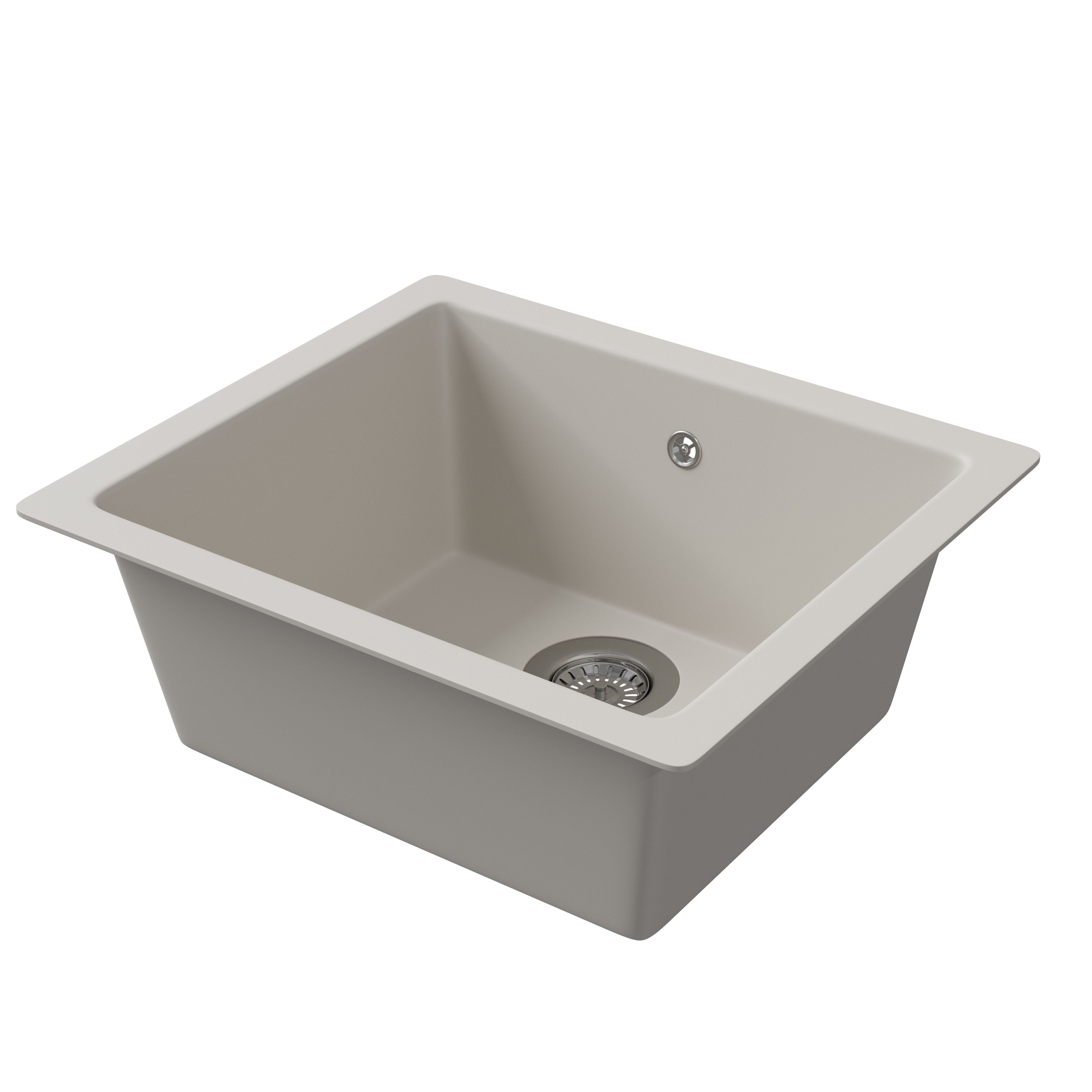 GoodHome Borage Matt White Resin 1 Bowl Kitchen Sink (W)440mm X (L)500mm Price Comparisons | Compare The Build