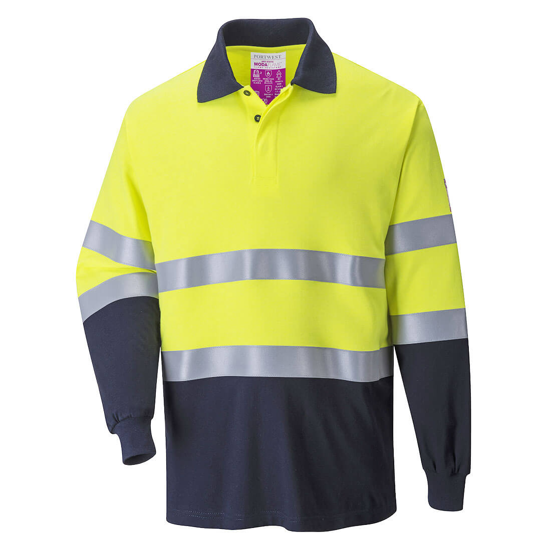 Modaflame Mens Flame Resistant Hi Vis 2-Tone Polo Shirt Yellow / Navy XL Price Comparisons | Compare The Build