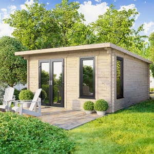 Power Sheds 14 x 14ft Left Hand Door Pent Notched Logs Log Cabin Price Comparisons | Compare The Build