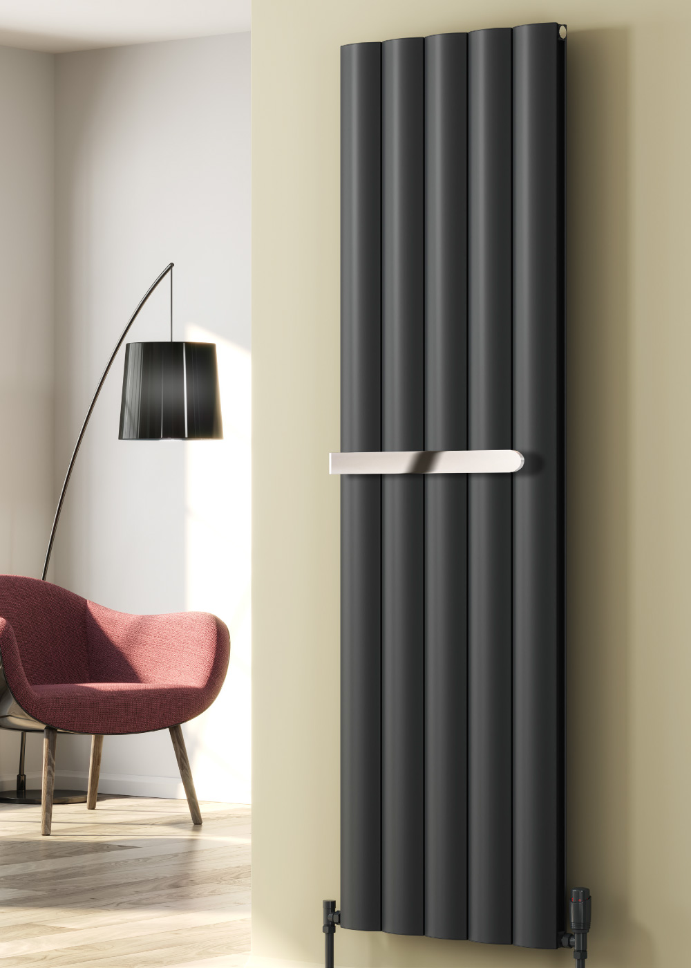 Reina Belva Vertical Aluminium Designer Radiator, Anthracite, 1800mm x 516mm | Compare The Build