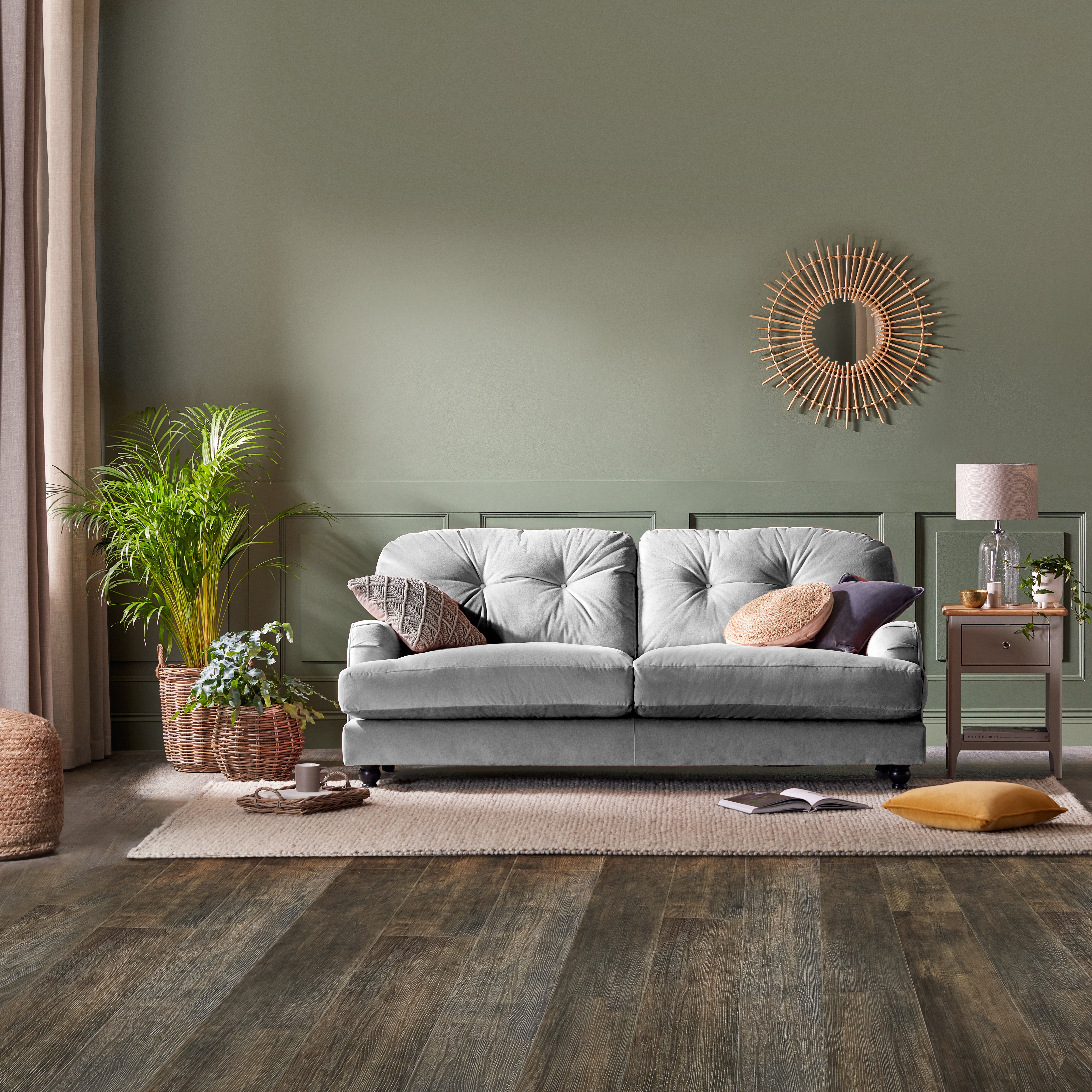 Martha Vintage Velvet 3 Seater Sofa Dove (Grey) Price Comparisons | Compare The Build