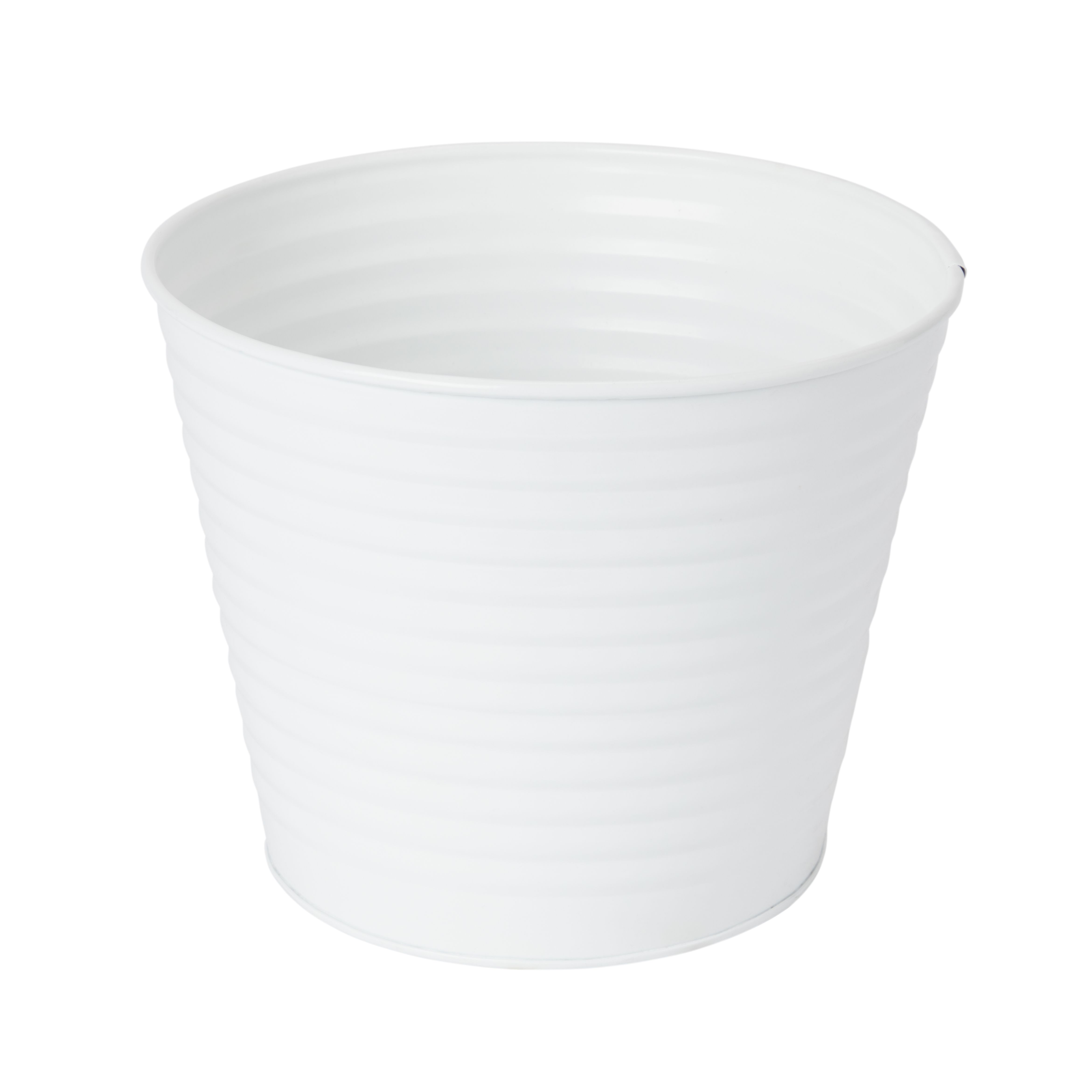 GoodHome White Metal Ribbed Round Plant Pot (Dia)20.5Cm Price Comparisons | Compare The Build