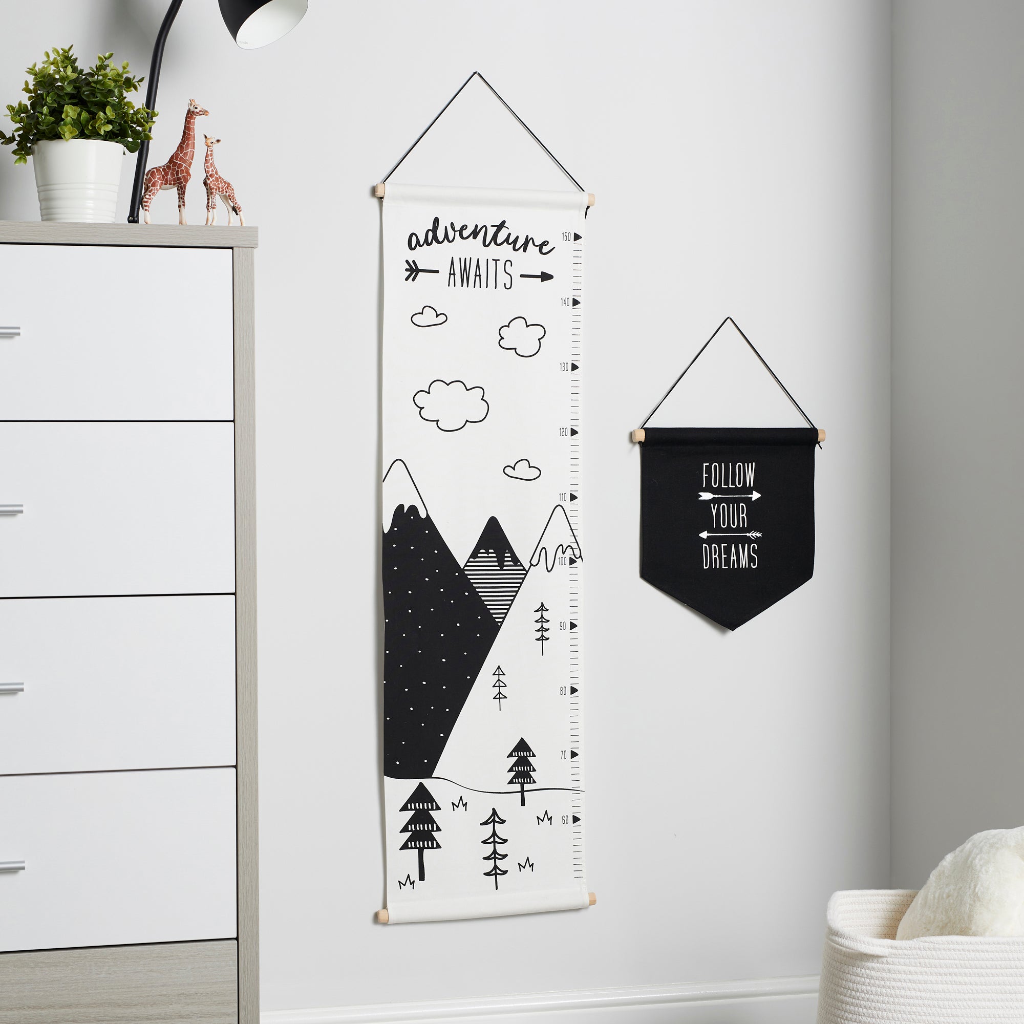 Ickle Bubba Mono Mountains Wall Art & Growth Chart Set Black/white Price Comparisons | Compare The Build