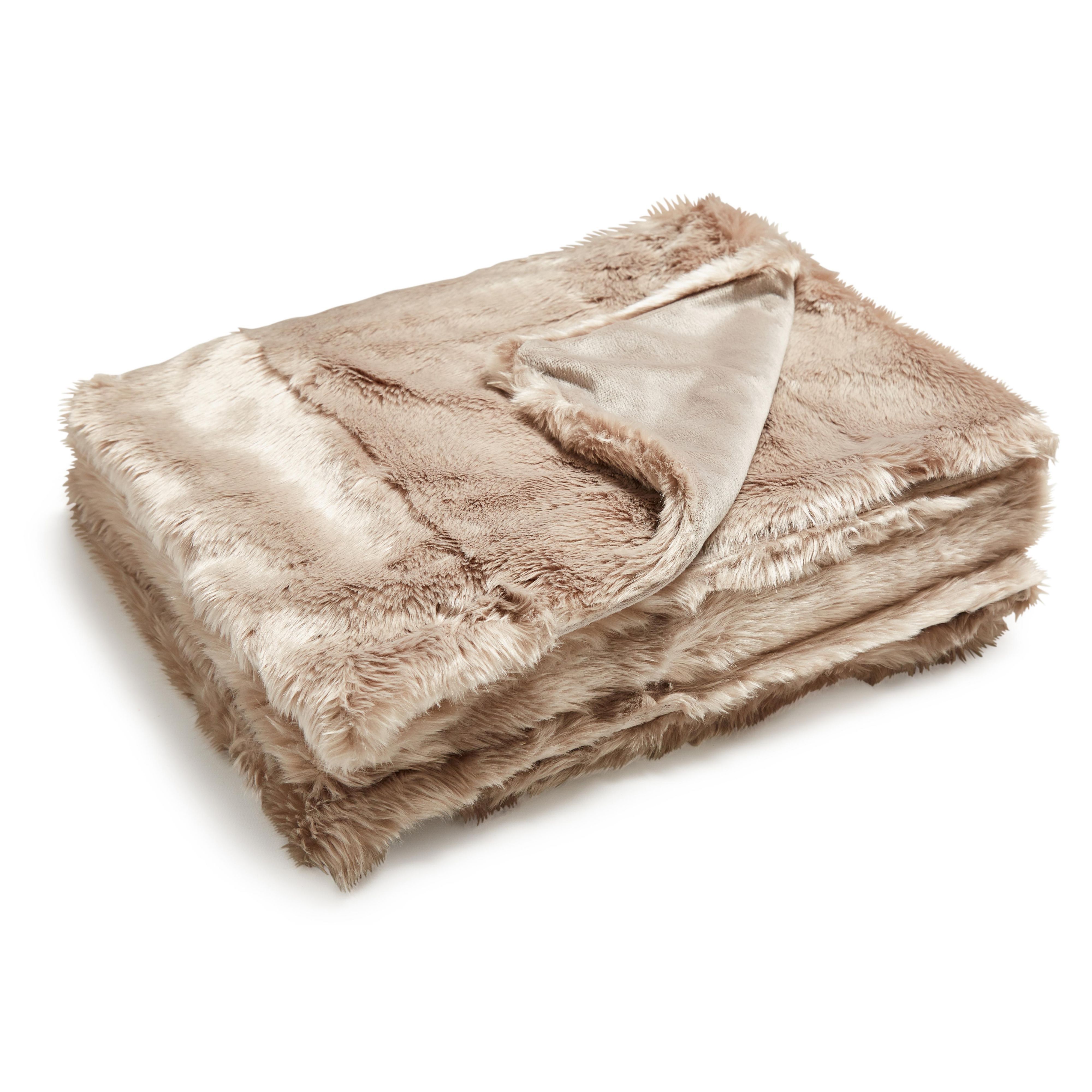 Chartwell Taupe Faux Fur Double Bed Throw Price Comparisons | Compare The Build