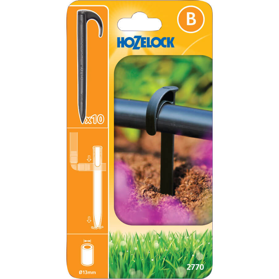 Hozelock MICRO Irrigation Supply Hose Stake 1/2" / 12.5mm Pack of 10 | Compare The Build