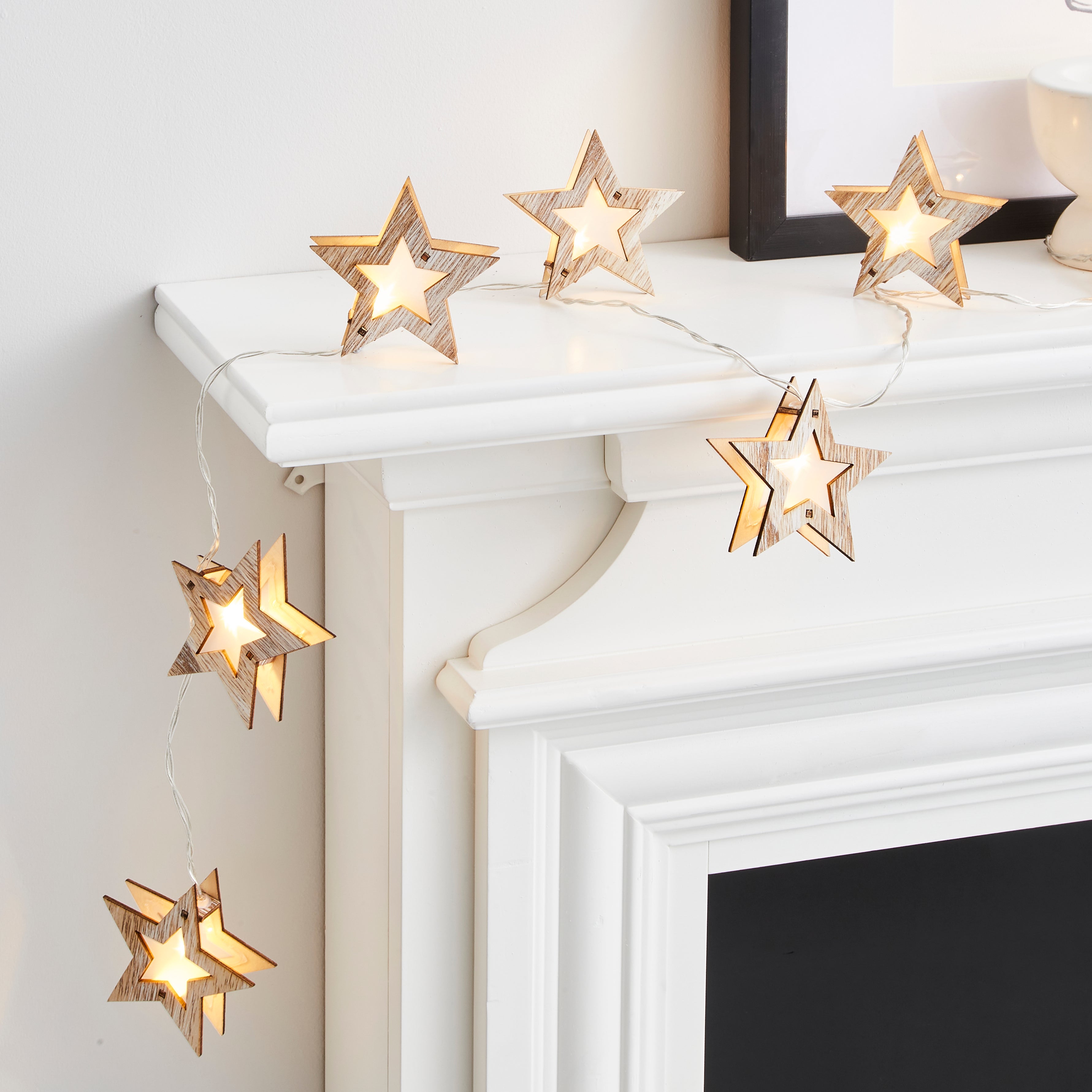 Wooden Star LED String Lights Brown | Compare The Build