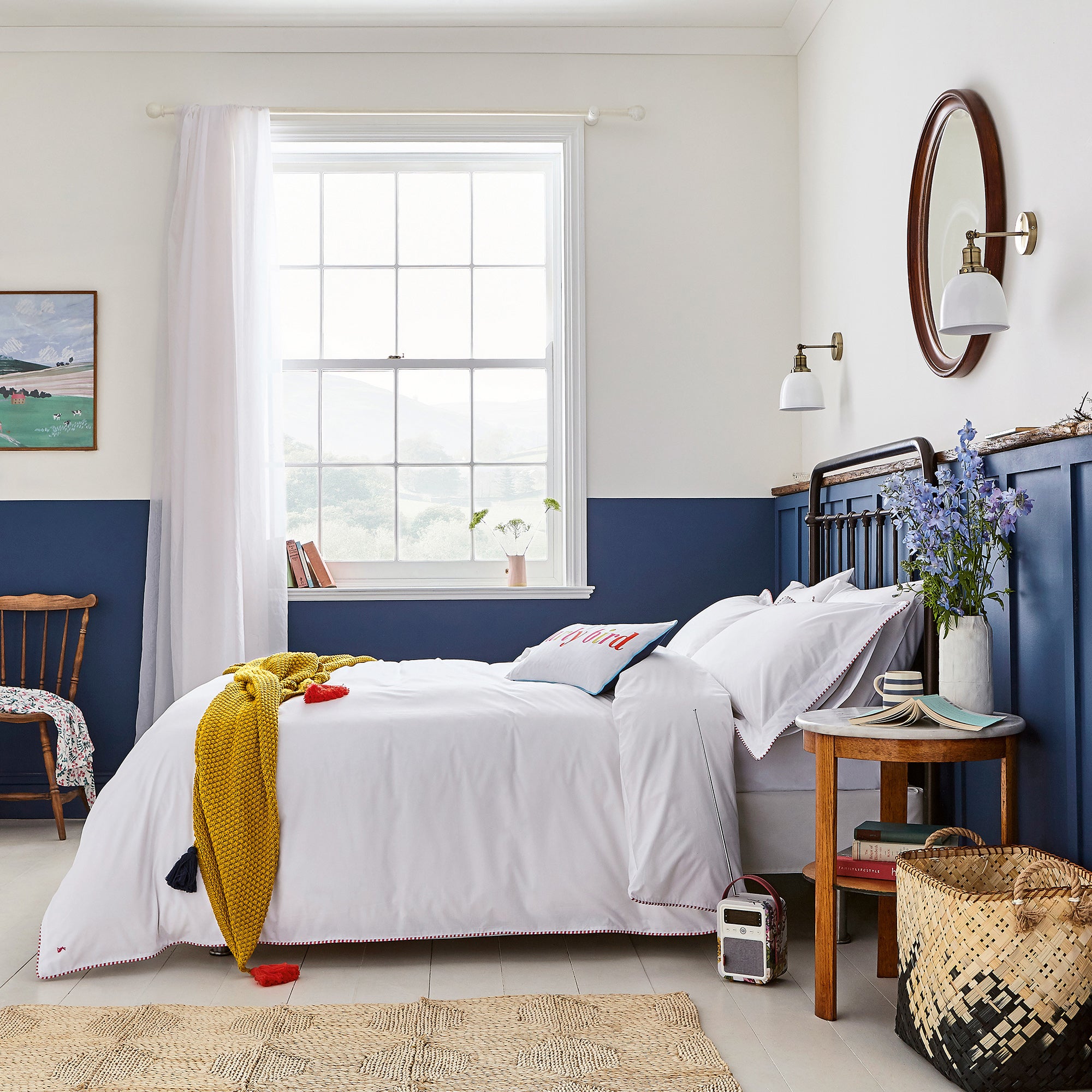 Joules Brightside Striped 100% Cotton Duvet Cover White, Blue and Yellow Price Comparisons | Compare The Build