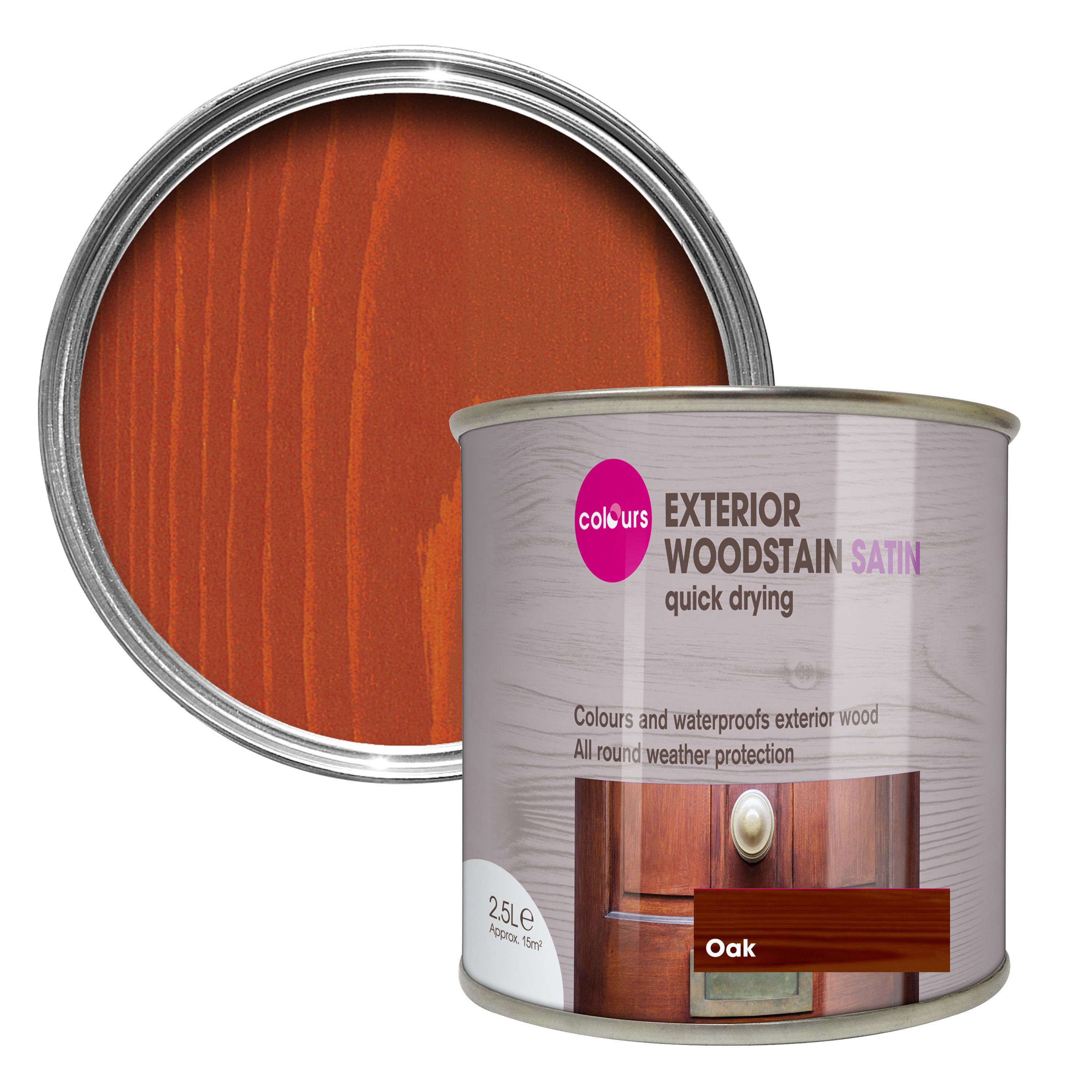 Colours Oak Satin Doors & Windows Wood Stain, 2.5L | Compare The Build