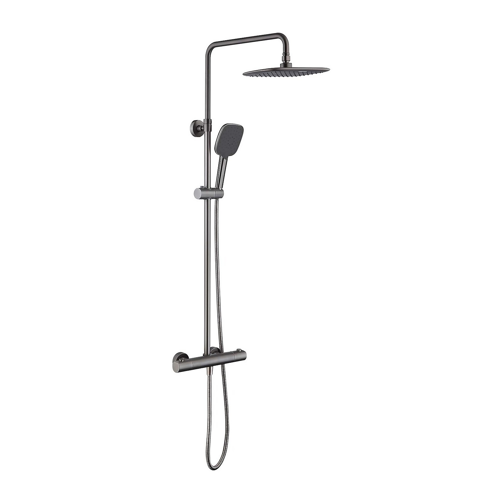 Hunsdon Thermostatic Valve, Square Overhead and Hand Shower Gun Metal Price Comparisons | Compare The Build