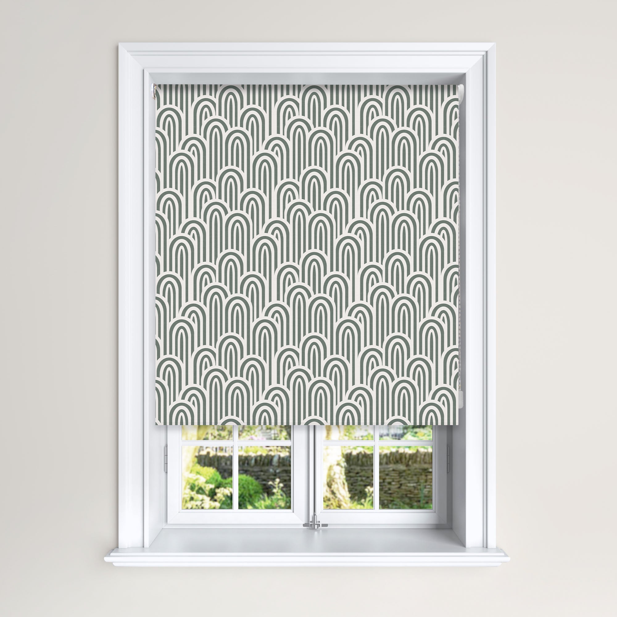 Abstract Arches Blackout Roller Blind Green White Green Price Comparisons | Compare The Build